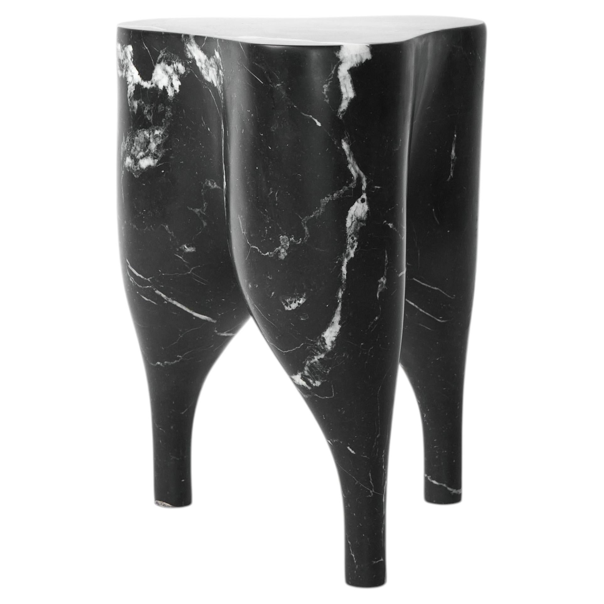 Unique Playful Cha Cha Cha Black Marble Stool by Pietro Franceschini