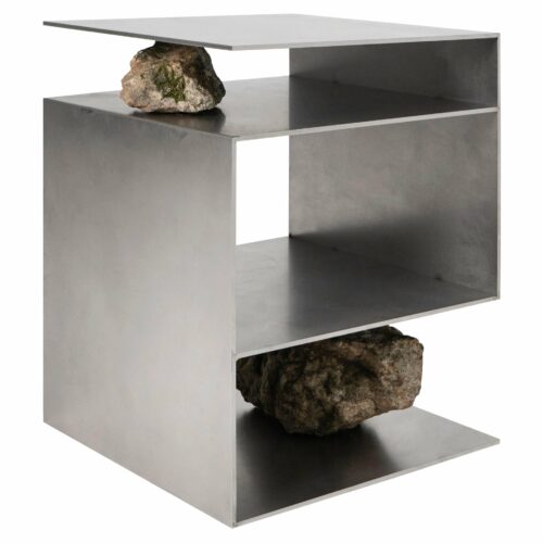 Unique Z Letter Shape Stainless Steel Stool with Natural Stones by Lee Sisan 1