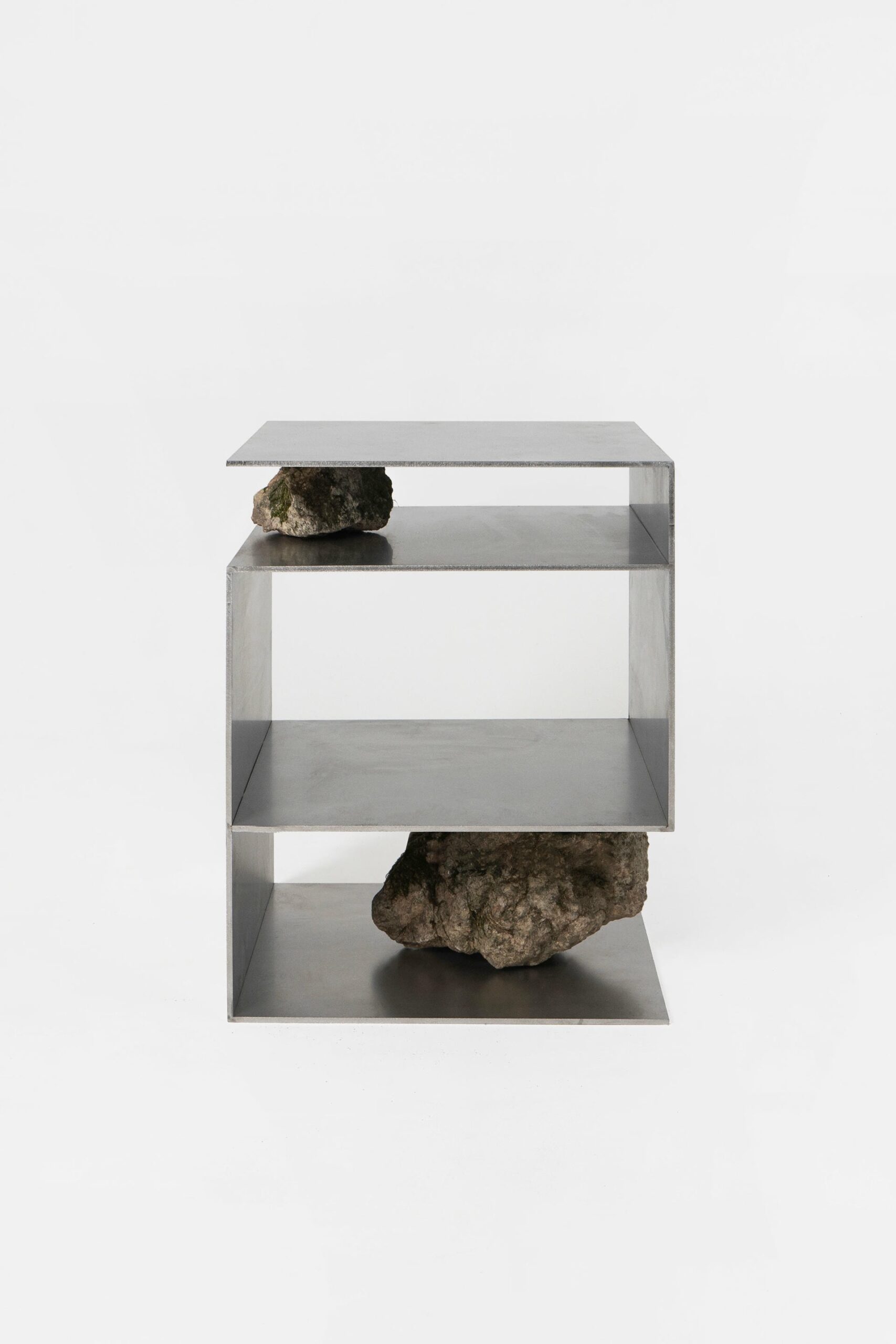 Unique Z Letter Shape Stainless Steel Stool with Natural Stones by Lee Sisan 2