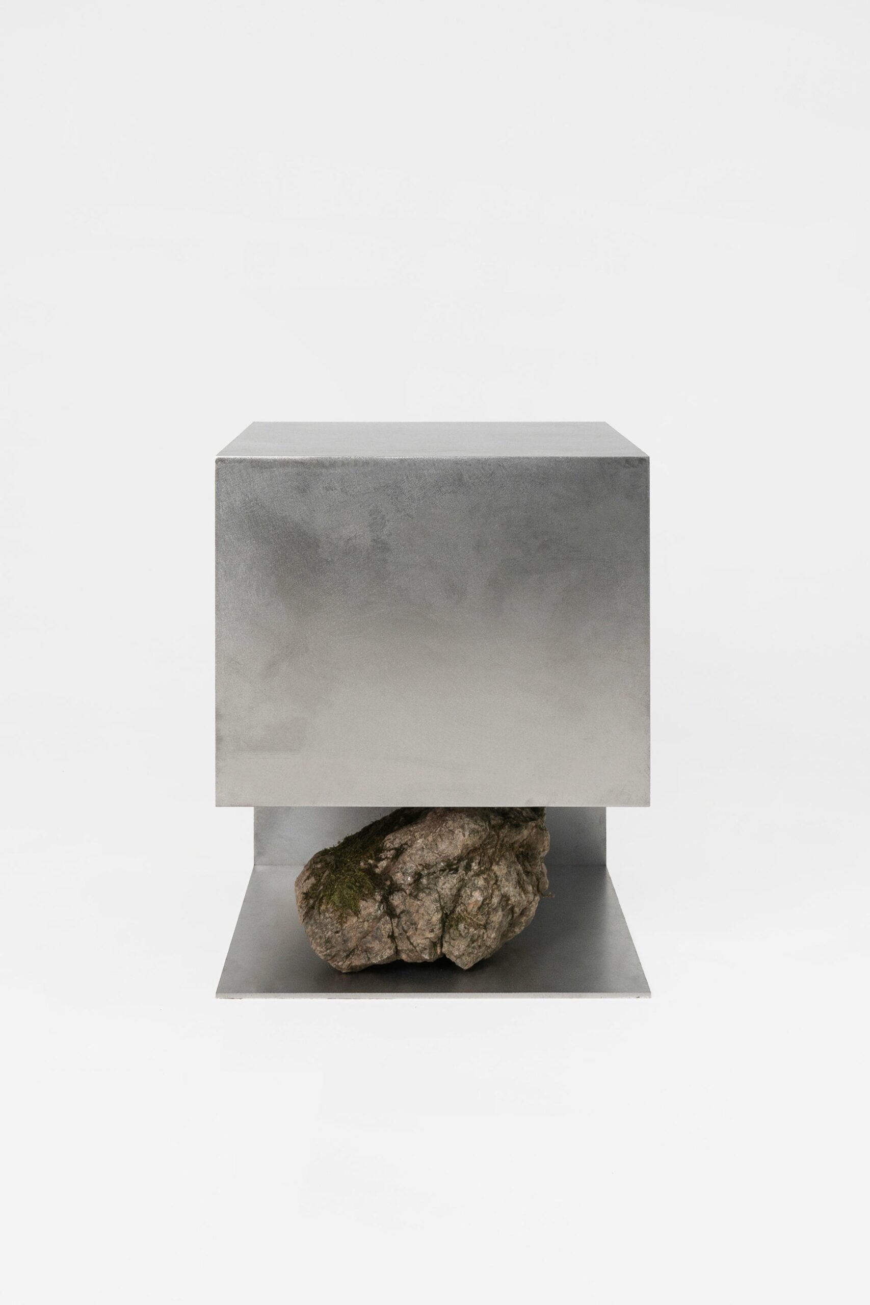 Unique Z Letter Shape Stainless Steel Stool with Natural Stones by Lee Sisan 4