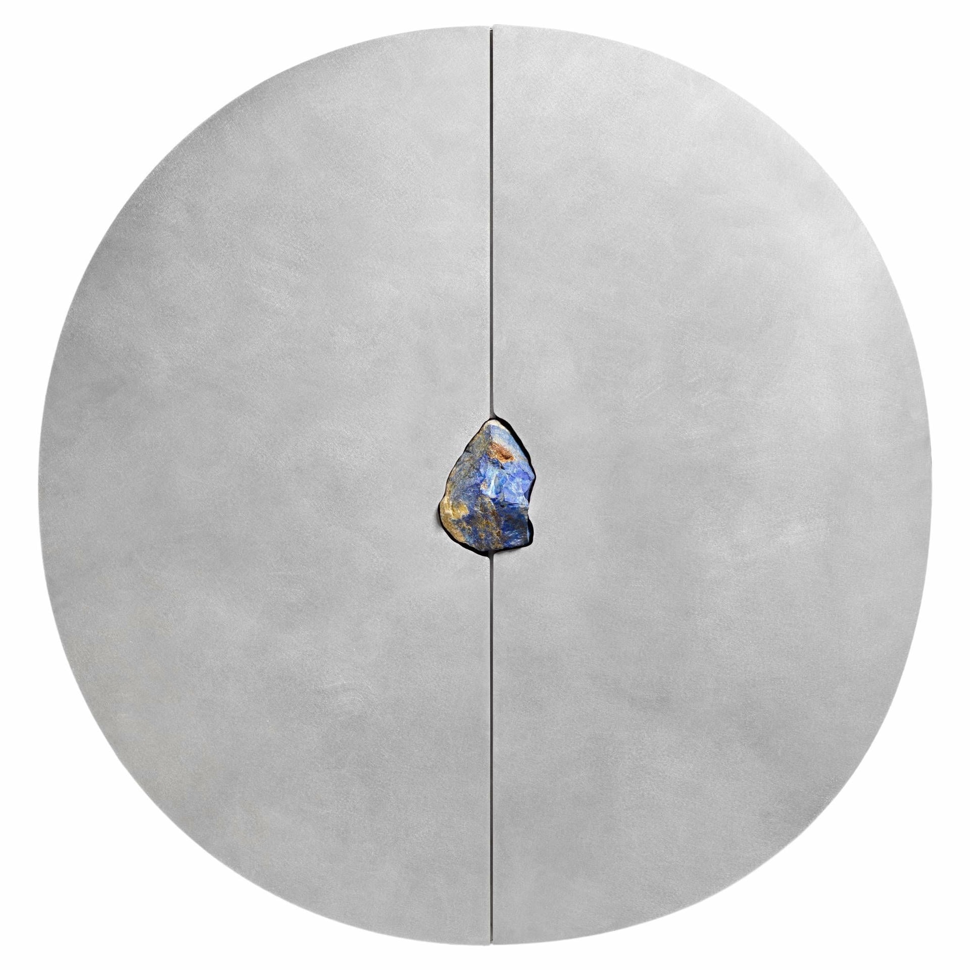 Unique Hand Sculpted Round Cabinet with Colorful Natural Stone Pierre De Valck 1