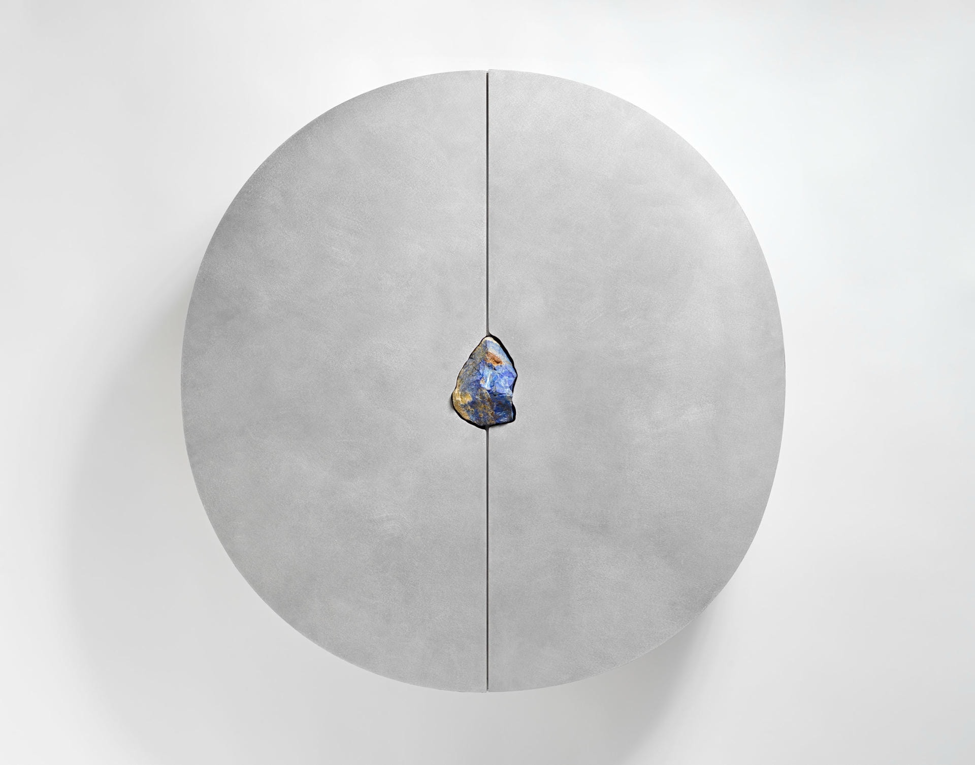 Unique Hand Sculpted Round Cabinet with Colorful Natural Stone Pierre De Valck 2