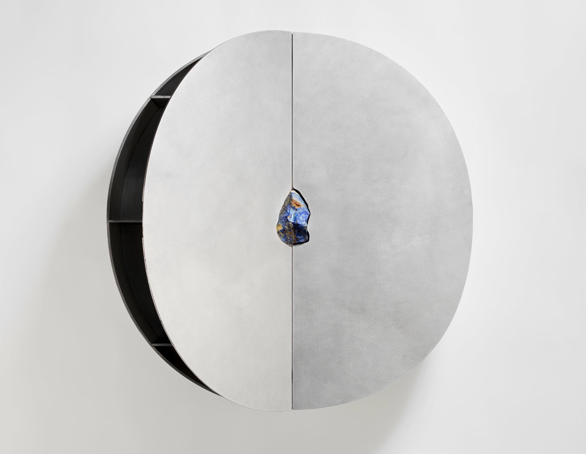 Unique Hand Sculpted Round Cabinet with Colorful Natural Stone Pierre De Valck 3