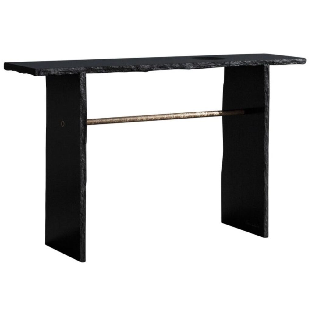 Brass and Slate Sculpted Console by Frederic Saulou 1 1 2