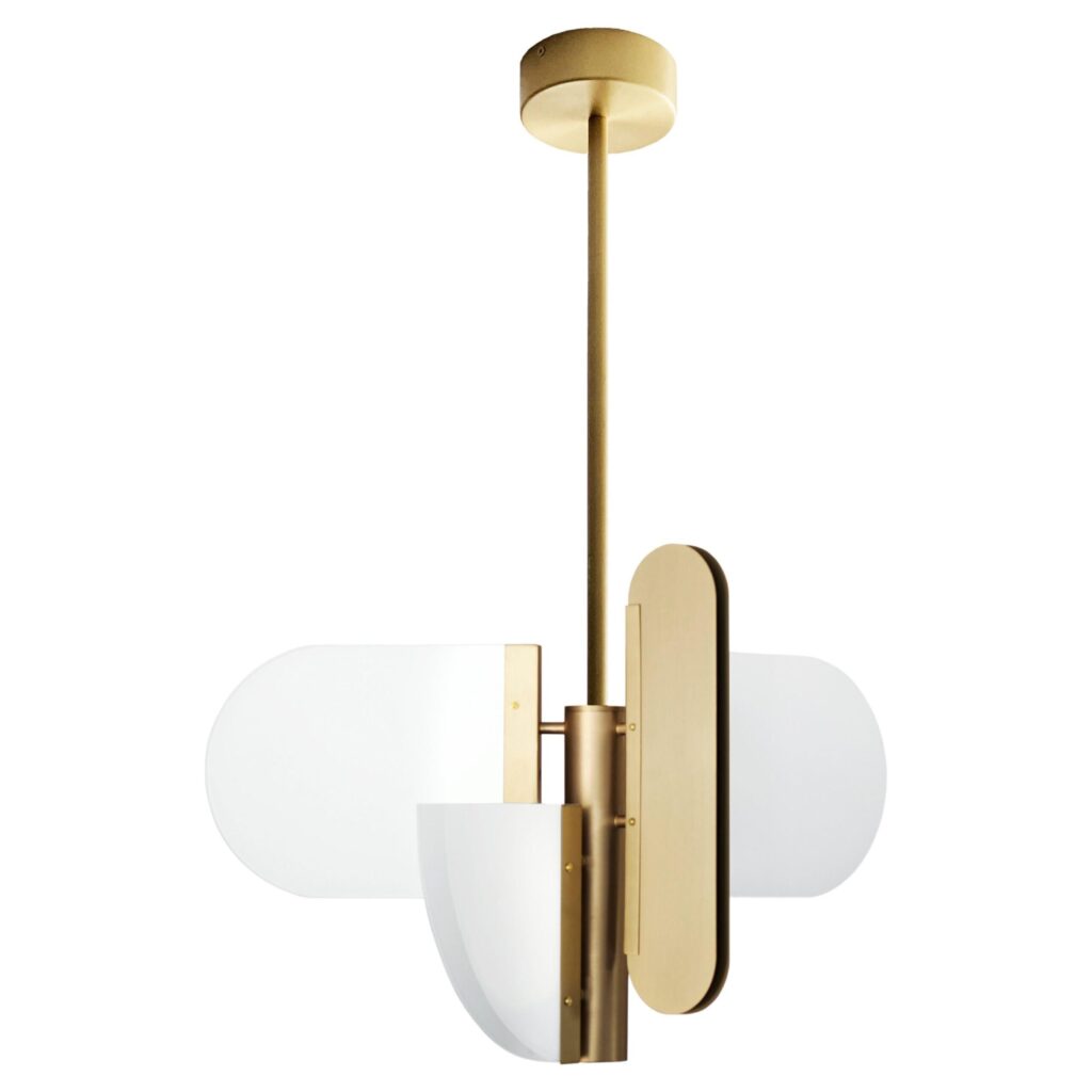 Brass Geometric Task Pendant Lamp by Square in Circle 1