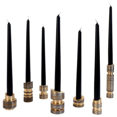 Set of Hand-Sculpted Solid Bronze Candleholders, Army of Me by William Guillon