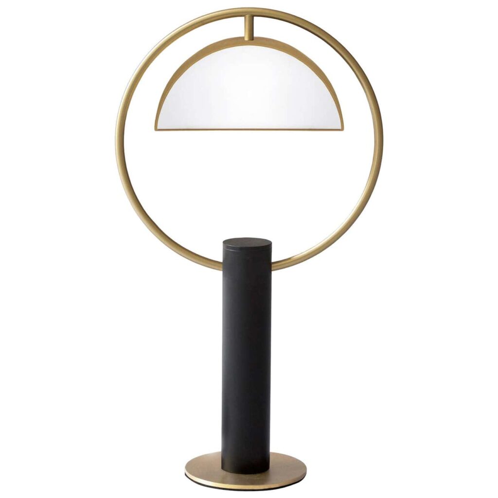 Brass Half in Circle Table Lamp Square in Circle 1