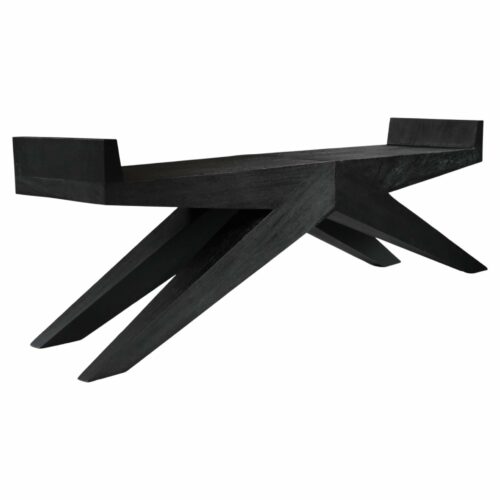 Contemporary V Shaped Bench in Burnt Iroko Wood by Arno Declercq