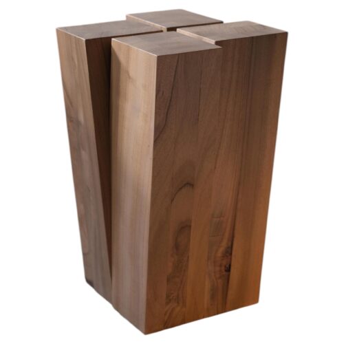 Four Legs Natural African Walnut Wood Stool by Arno Declercq