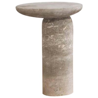 Grey Decomplexe Stone Side Table Sculpted by Frederic Saulou