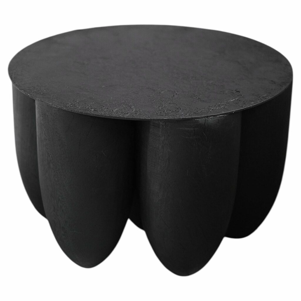 Multiple Rounded Form Senufo Coffee Table in Burnt Iroko Wood by Arno Declercq