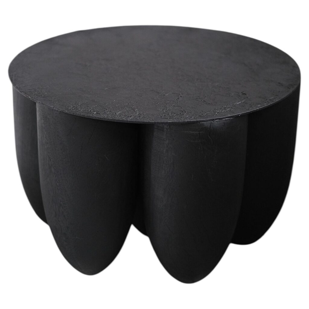 Multiple Rounded Form Senufo Coffee Table in Burnt Iroko Wood by Arno Declercq