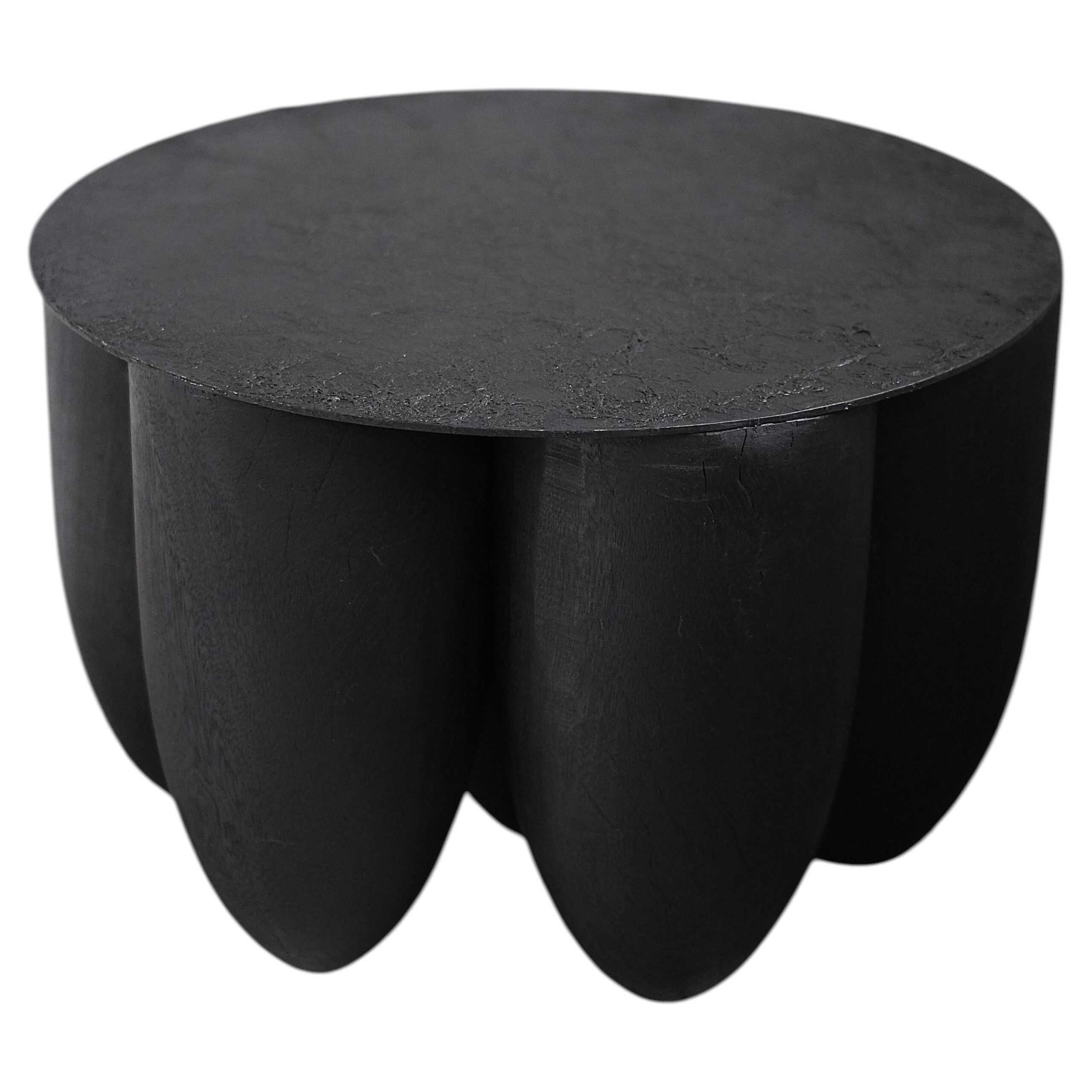 Multiple Rounded Form Senufo Coffee Table in Burnt Iroko Wood by Arno Declercq