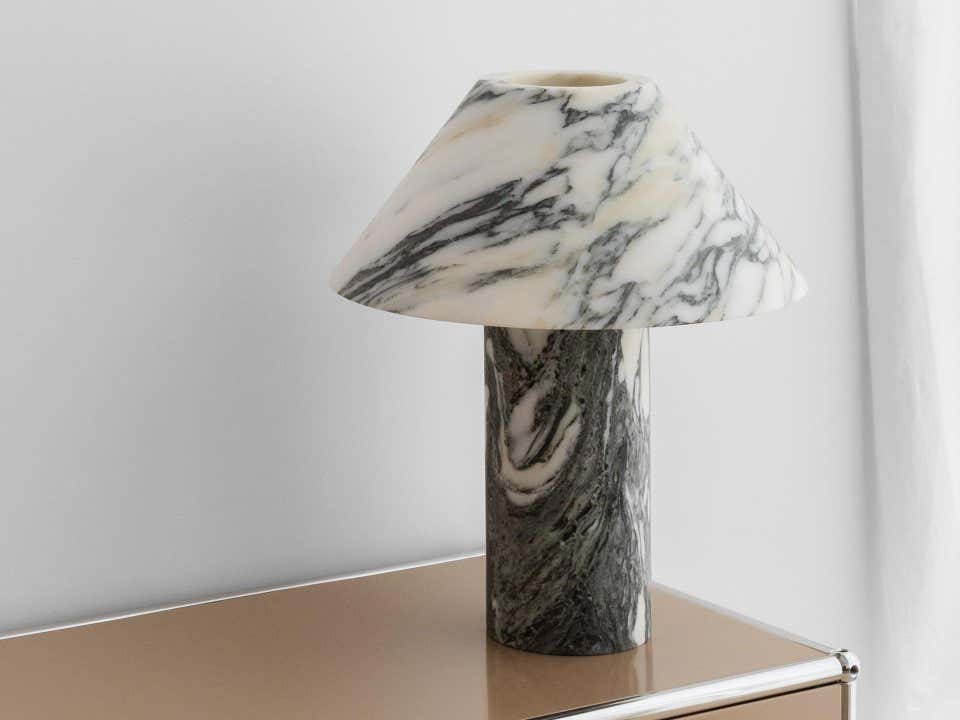 Pillar Lamp In Arabeo Marble By, Henry Table Lamp