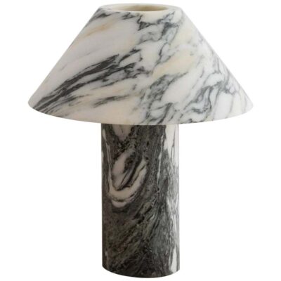 Large Arabescato Pillar Lamp by Henry Wilson