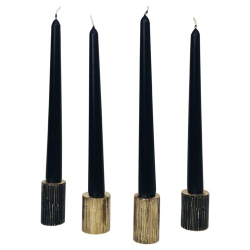 Set of 4 Solid Brass Sculpted Candleholders Signed by William Guillon 1