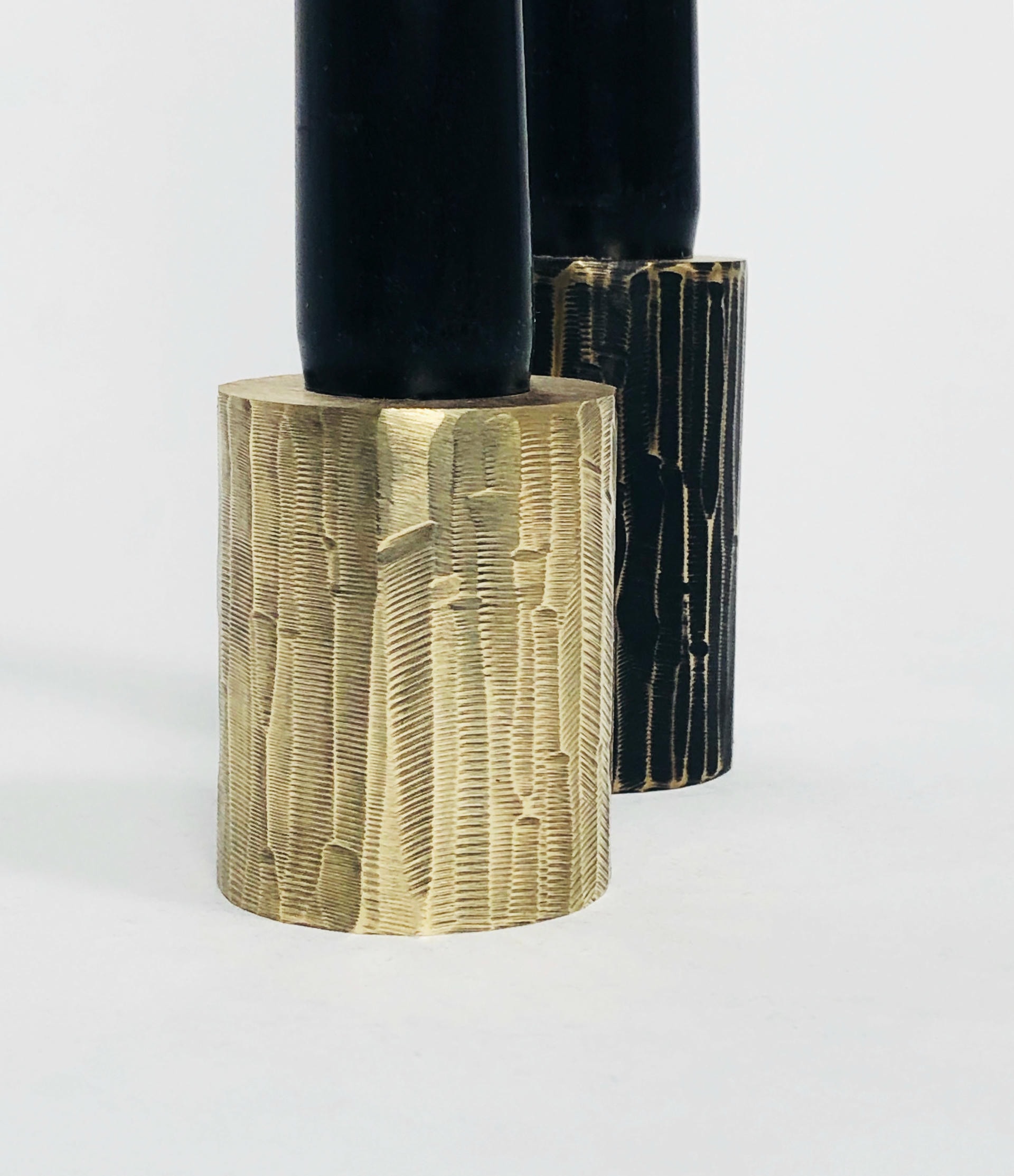 Set of 4 Solid Brass Sculpted Candleholders Signed by William Guillon 14