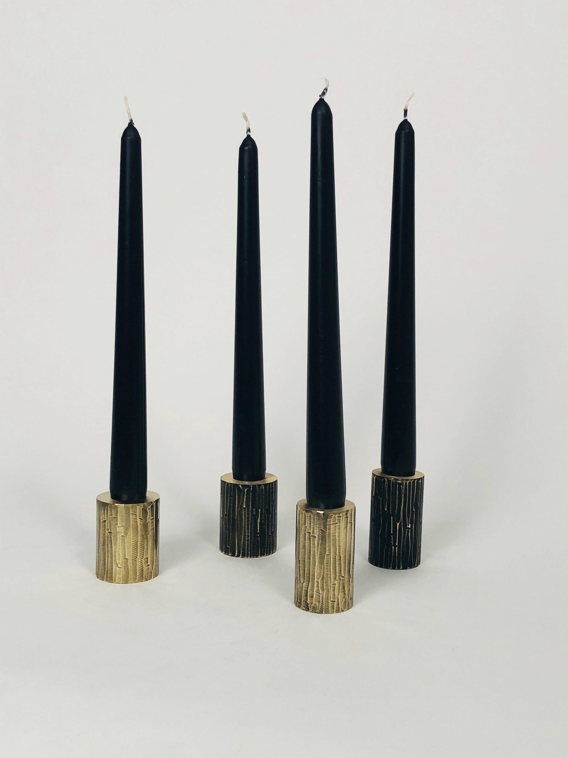 Set of 4 Solid Brass Sculpted Candleholders Signed by William Guillon 3