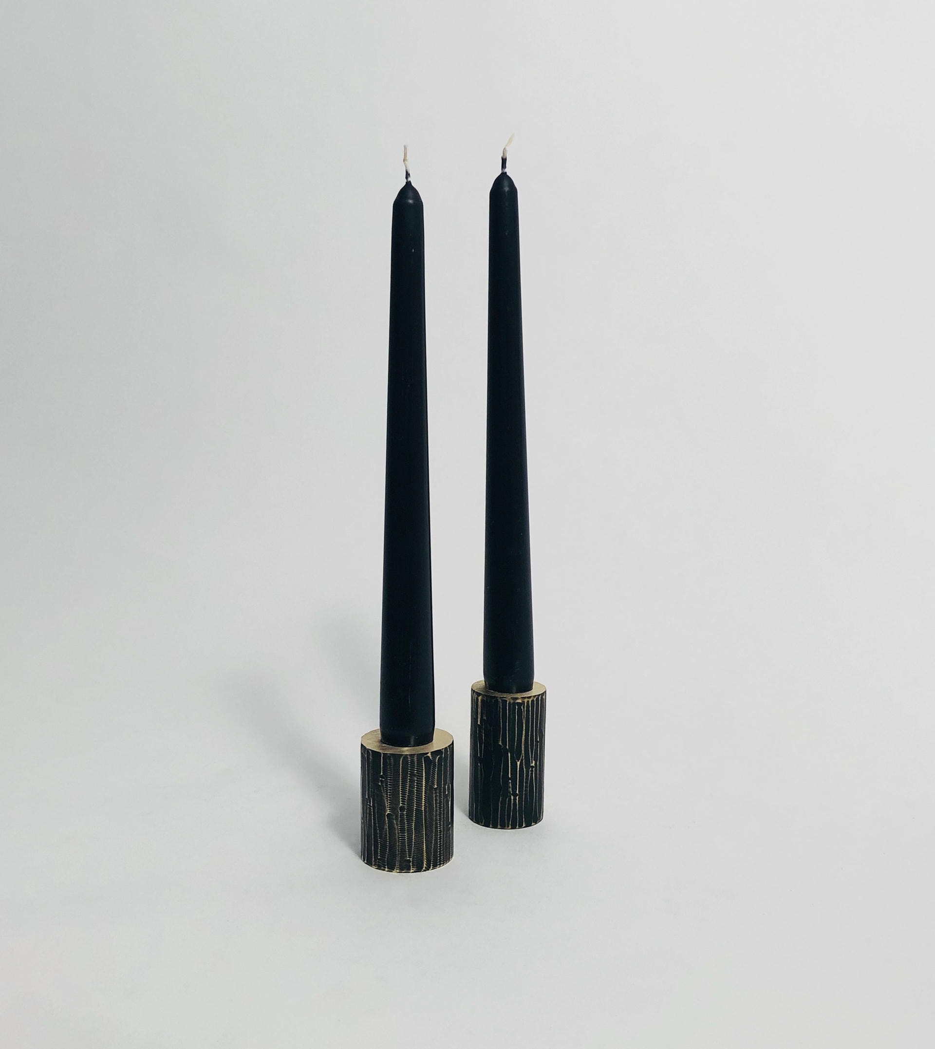 Set of 4 Solid Brass Sculpted Candleholders Signed by William Guillon 8