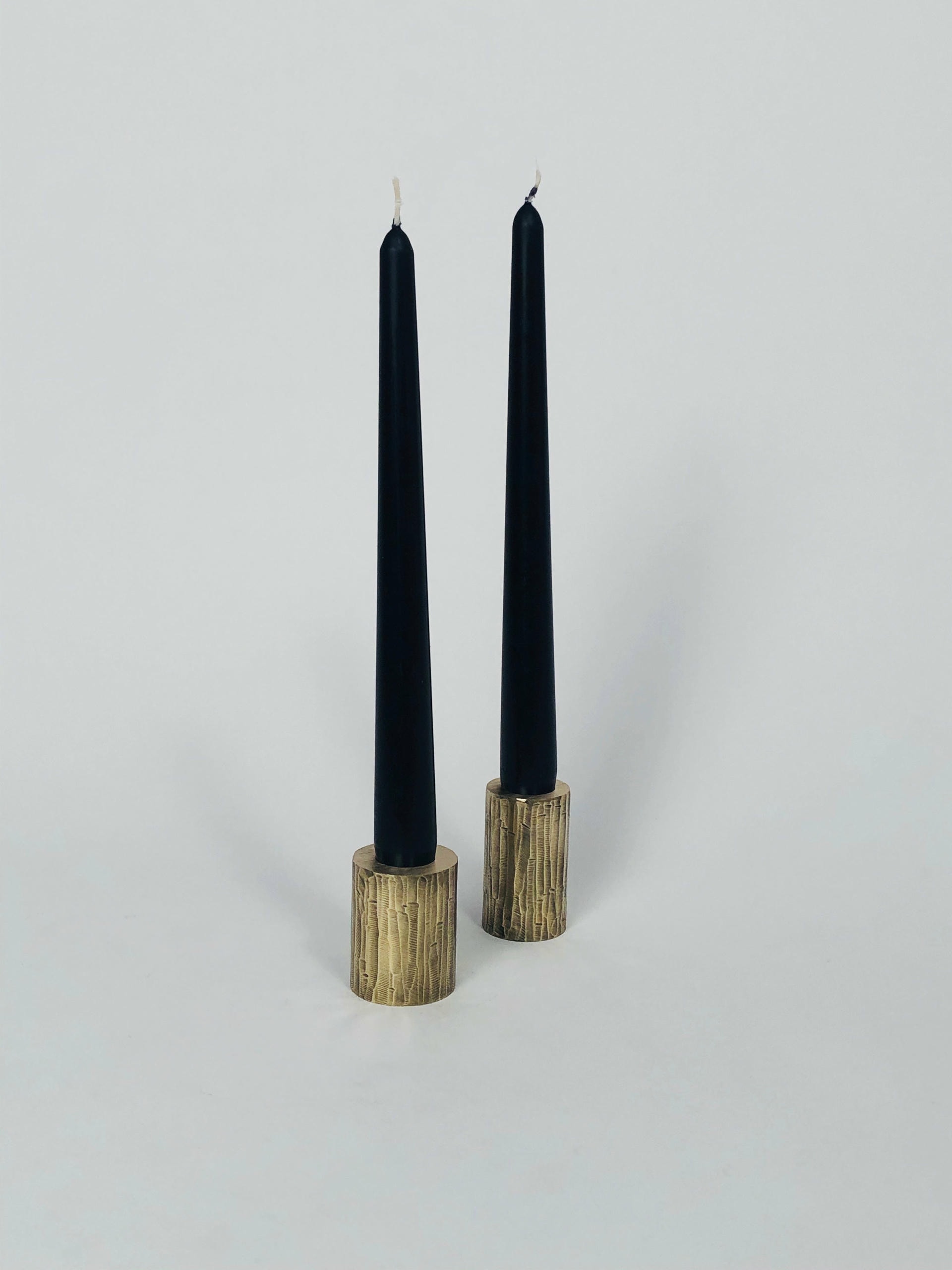 Set of 4 Solid Brass Sculpted Candleholders Signed by William Guillon 9