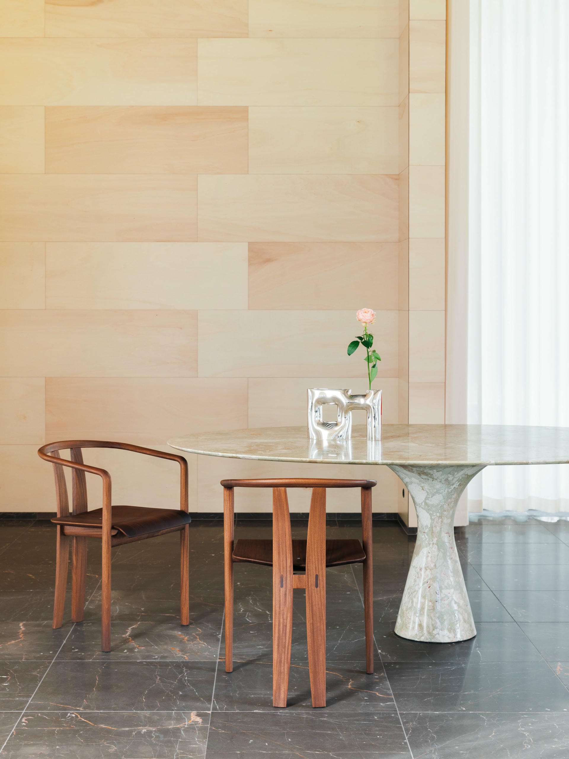 Travertino Rosso Refined Contemporary Marble Dining Table 16075 21