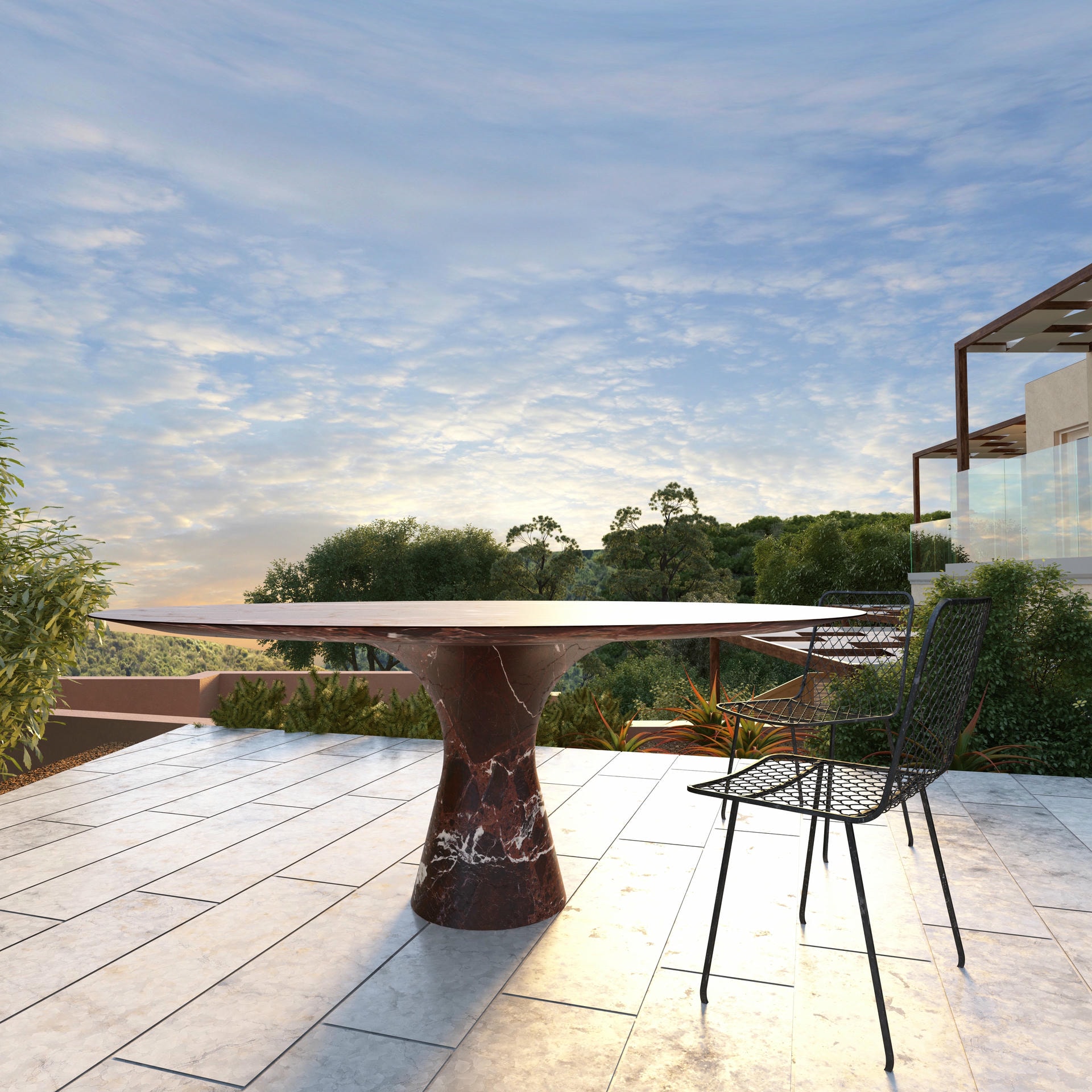 Travertino Silver Refined Contemporary Marble Dining Table 13075 9