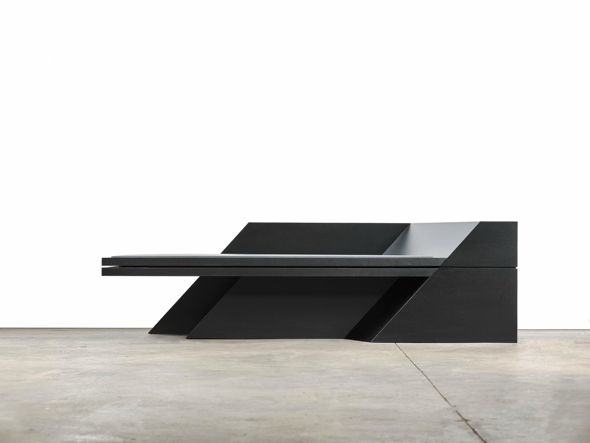 Black Ash Chaise Longue Sculpted by Lupo Horiokami 2