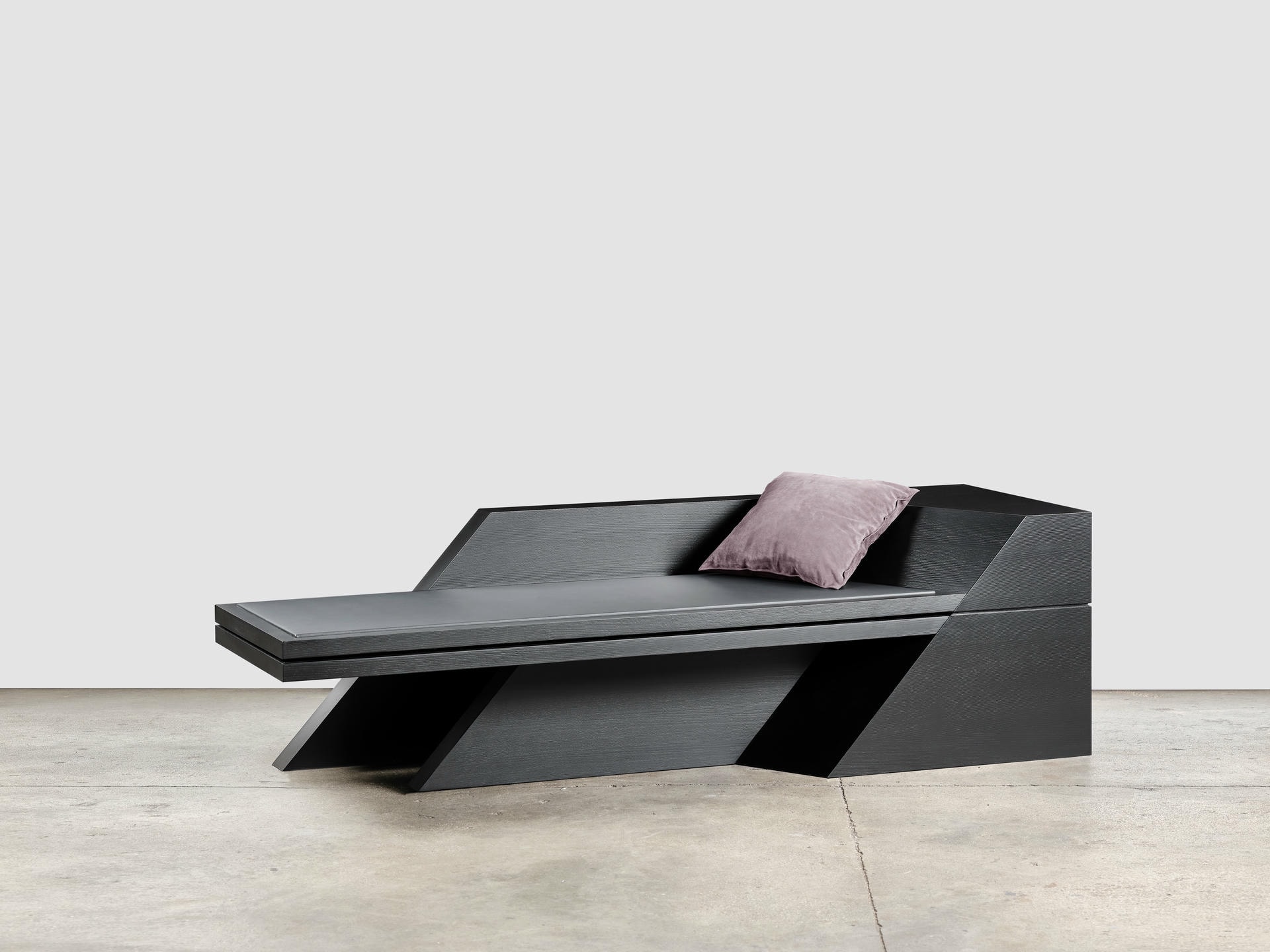 Black Ash Chaise Longue Sculpted by Lupo Horiokami 3