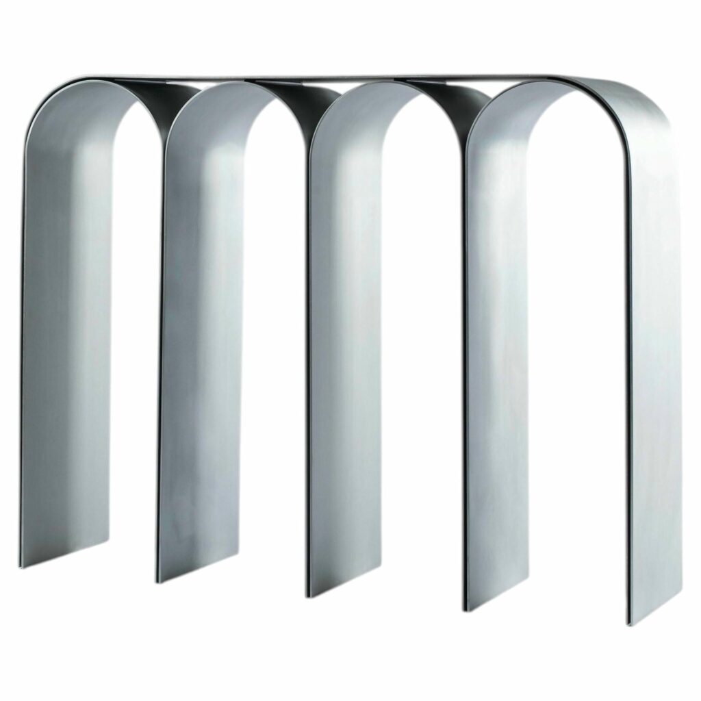 Contemporary Silver Aluminum Arch Console by Pietro Franceschini 1