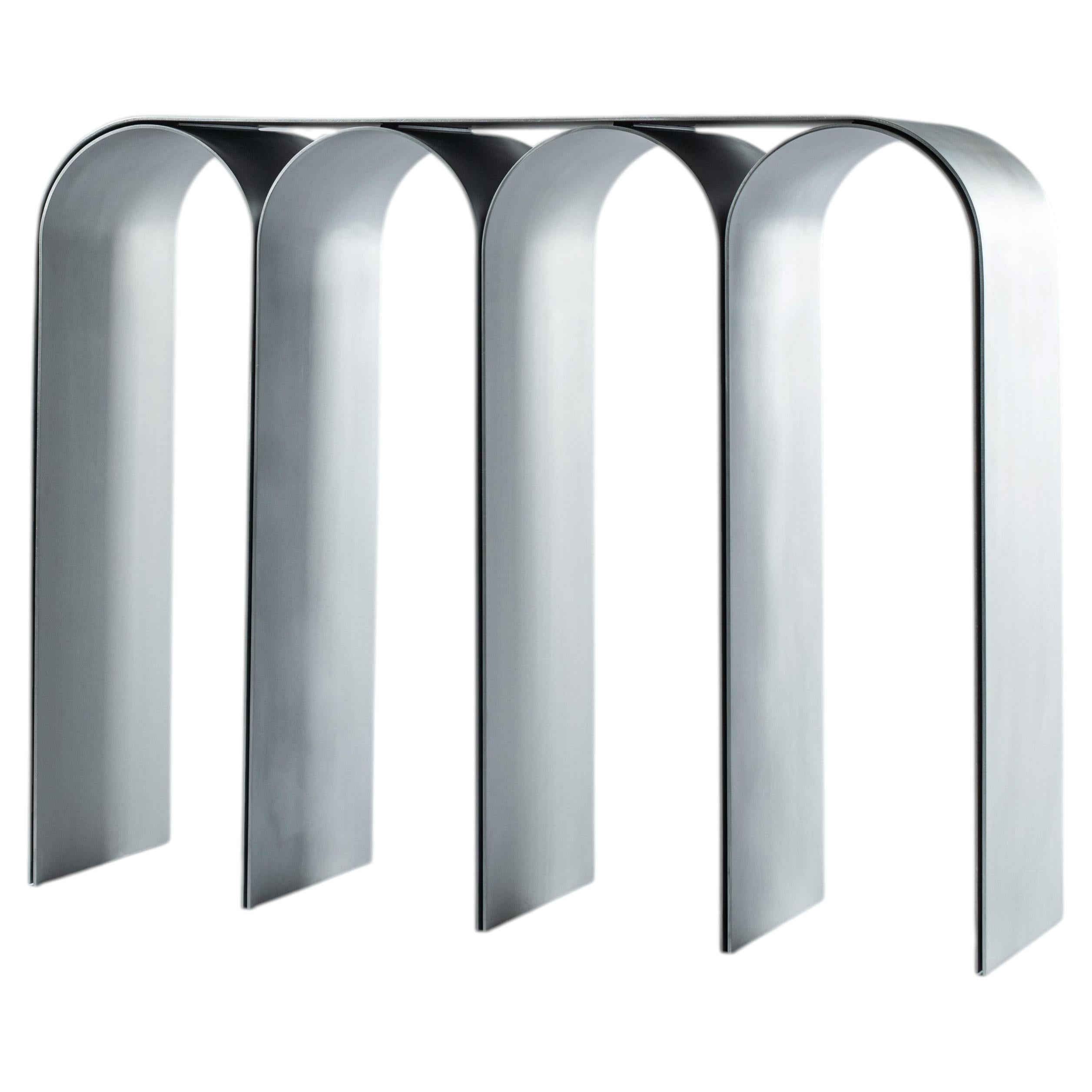 Contemporary Silver Aluminum Arch Console by Pietro Franceschini 1