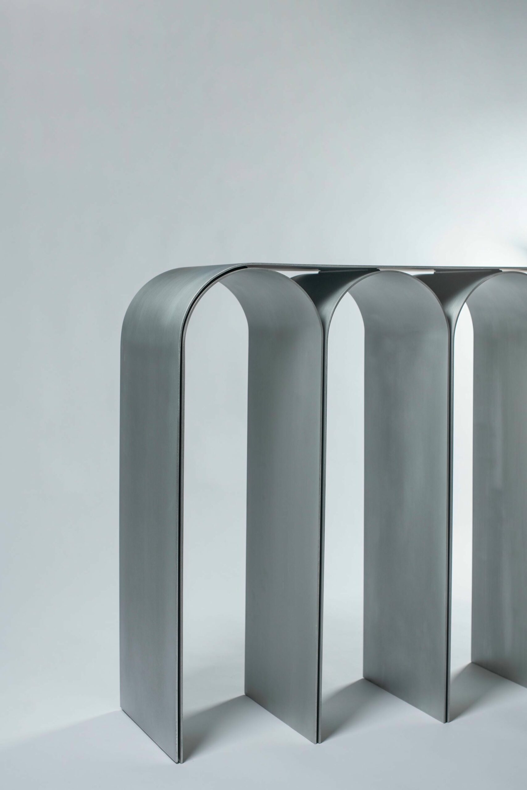 Contemporary Silver Aluminum Arch Console by Pietro Franceschini 3