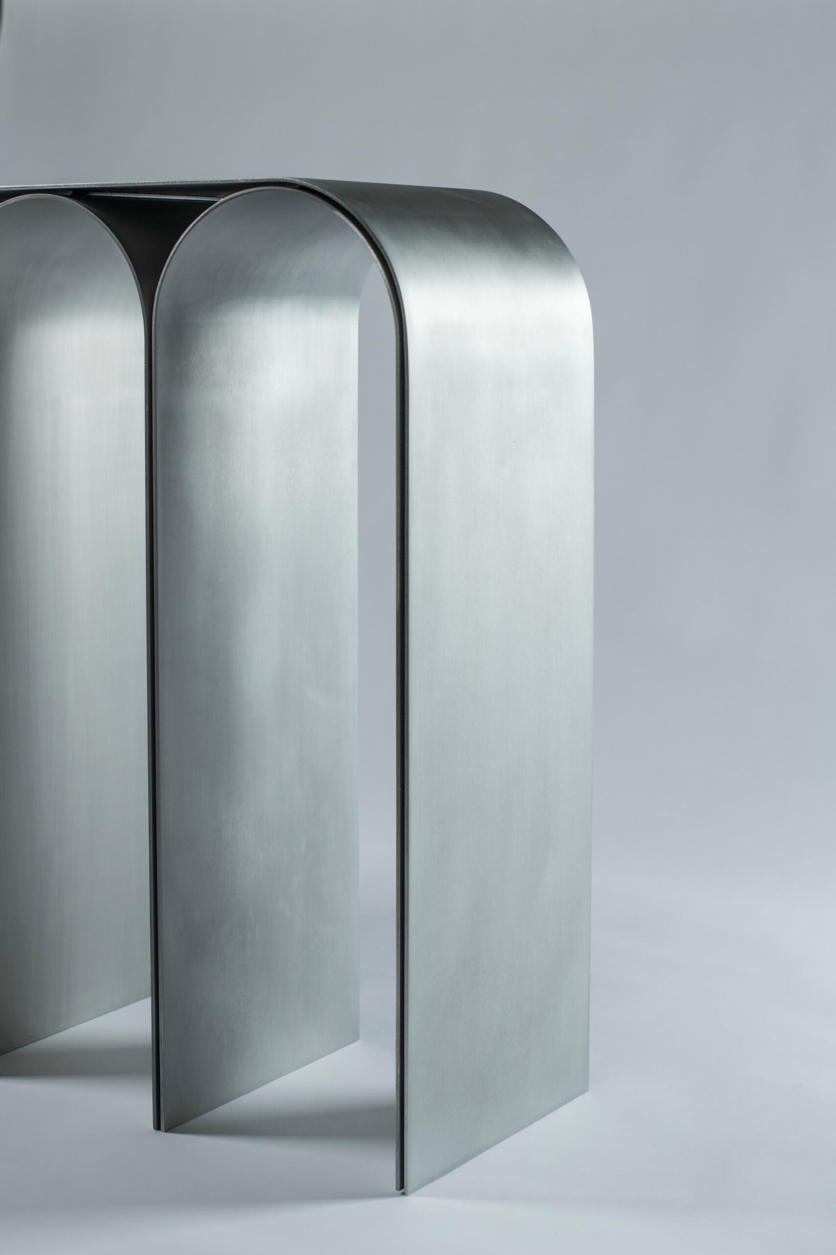 Contemporary Silver Aluminum Arch Console by Pietro Franceschini 4