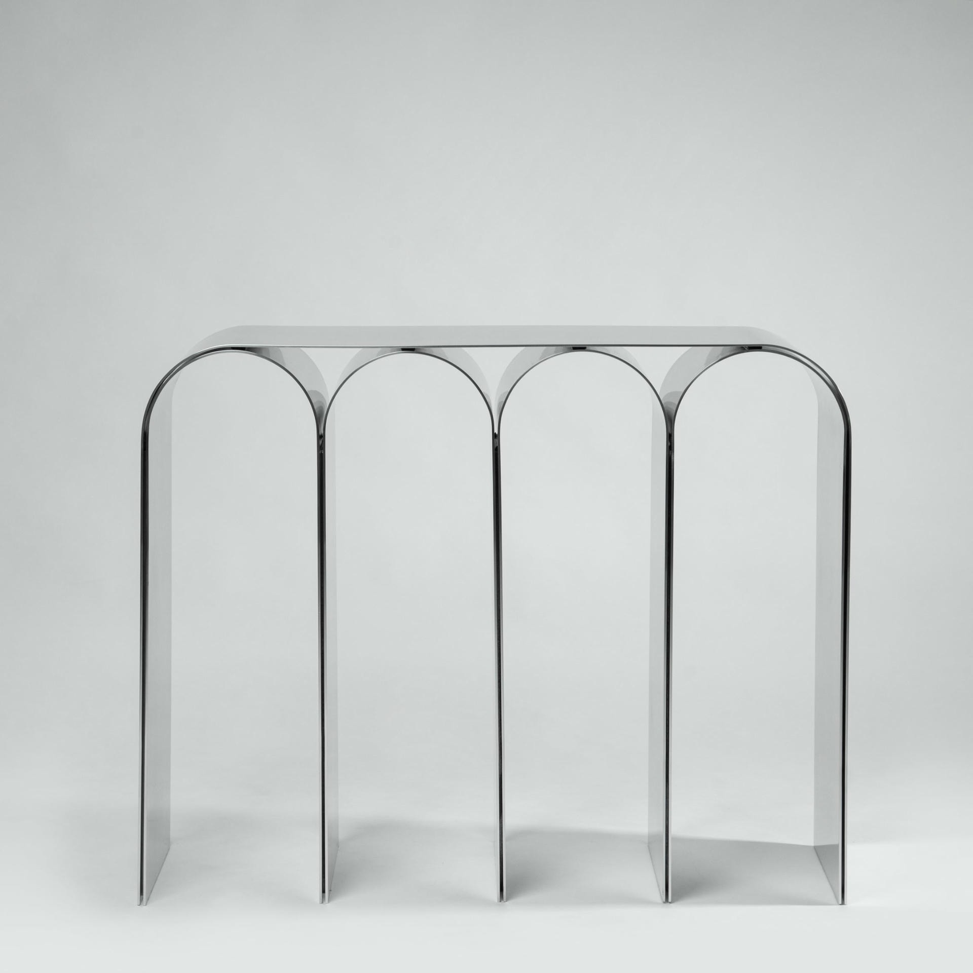 Contemporary Silver Aluminum Arch Console by Pietro Franceschini 6
