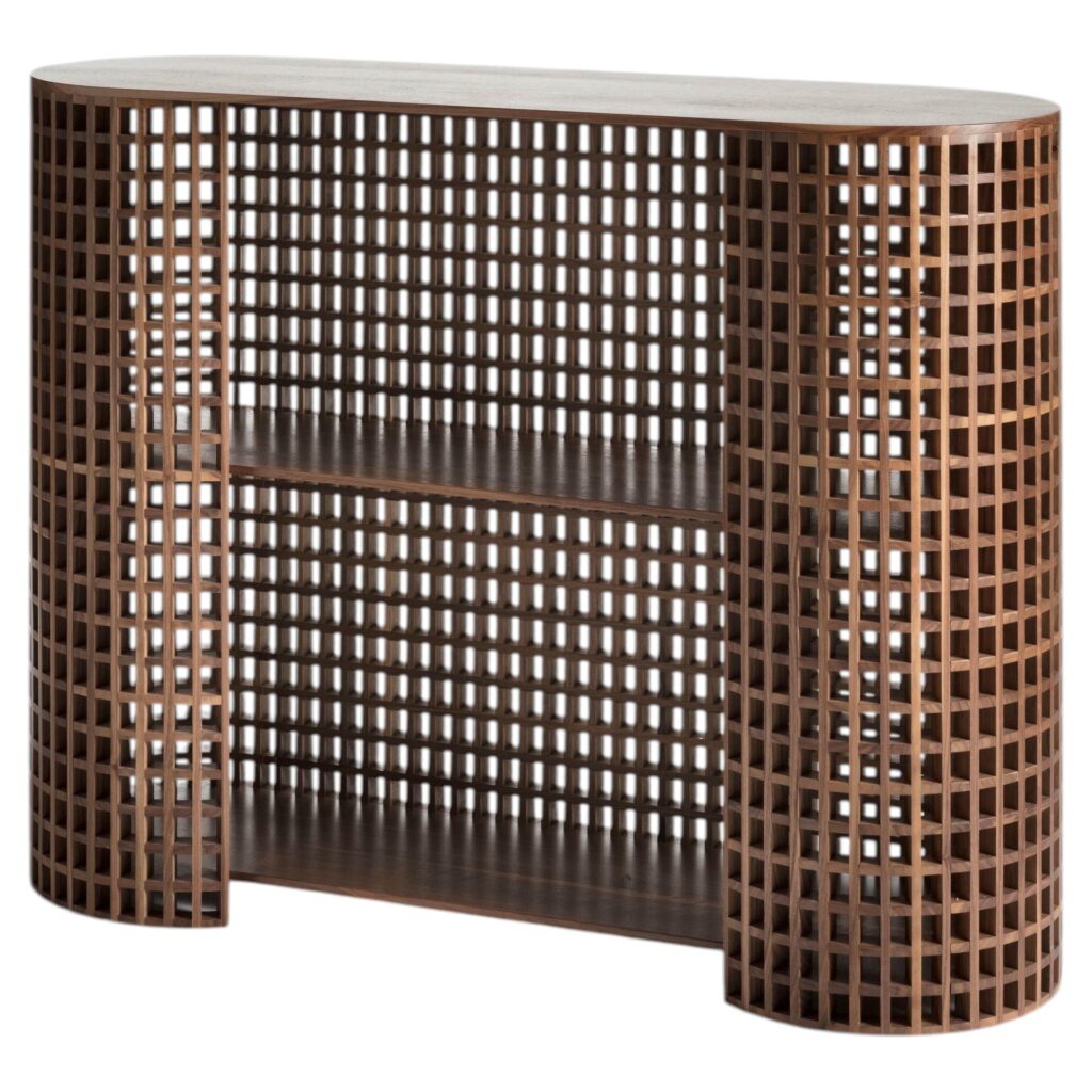 Unique Brown Handcrafted Walnut Carabottino Drink Cabinet by Cara Davide 1