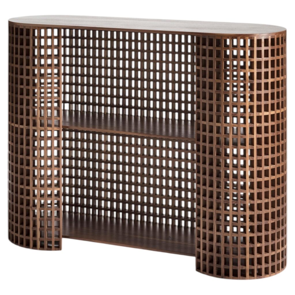 Unique Brown Handcrafted Walnut Carabottino Drink Cabinet by Cara Davide 1