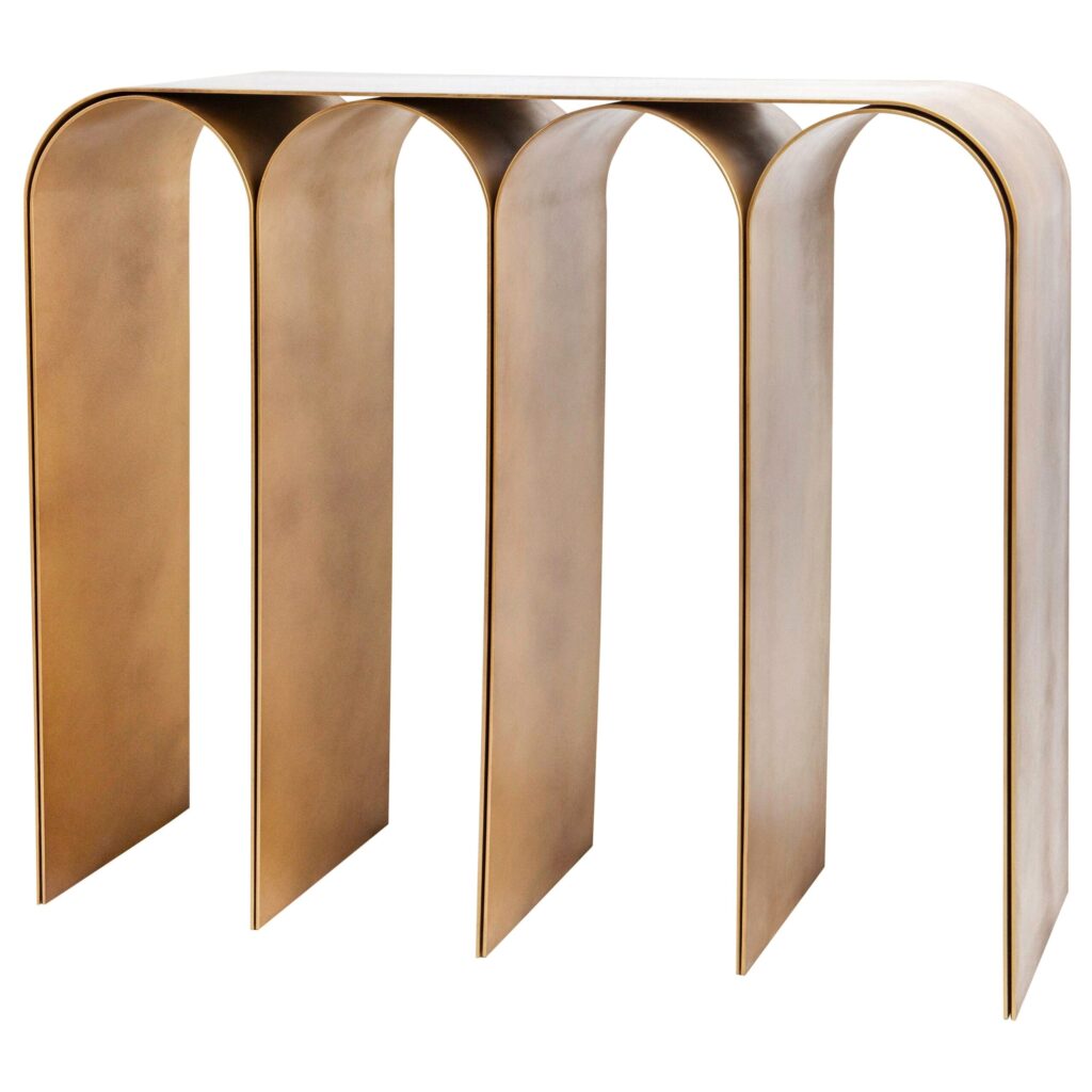 Steel Gold Arch Console by Pietro Franceschini 1