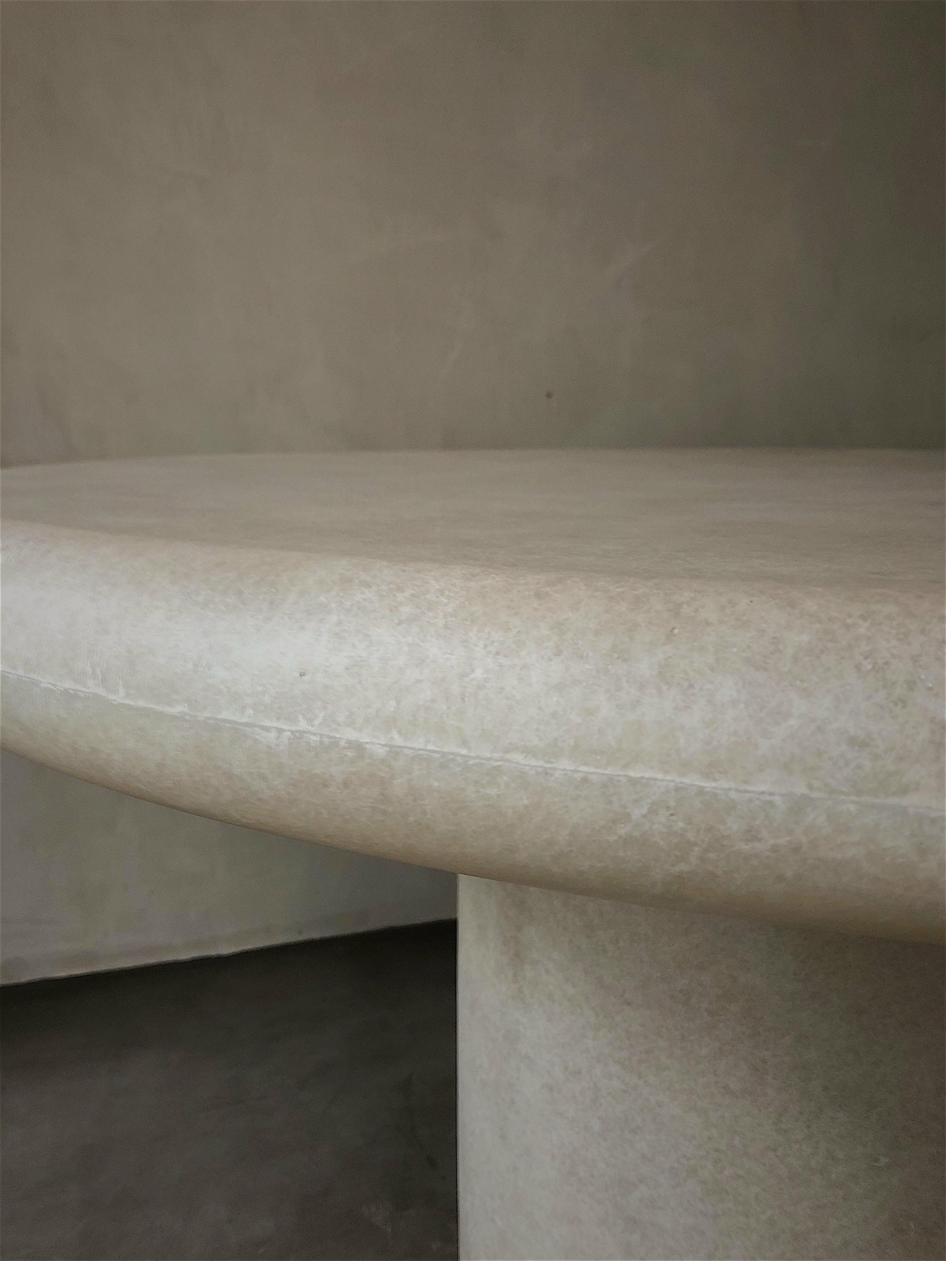 Center Big Leg Organic Natural Beige Fiberglass Round Dining Table by kar 4