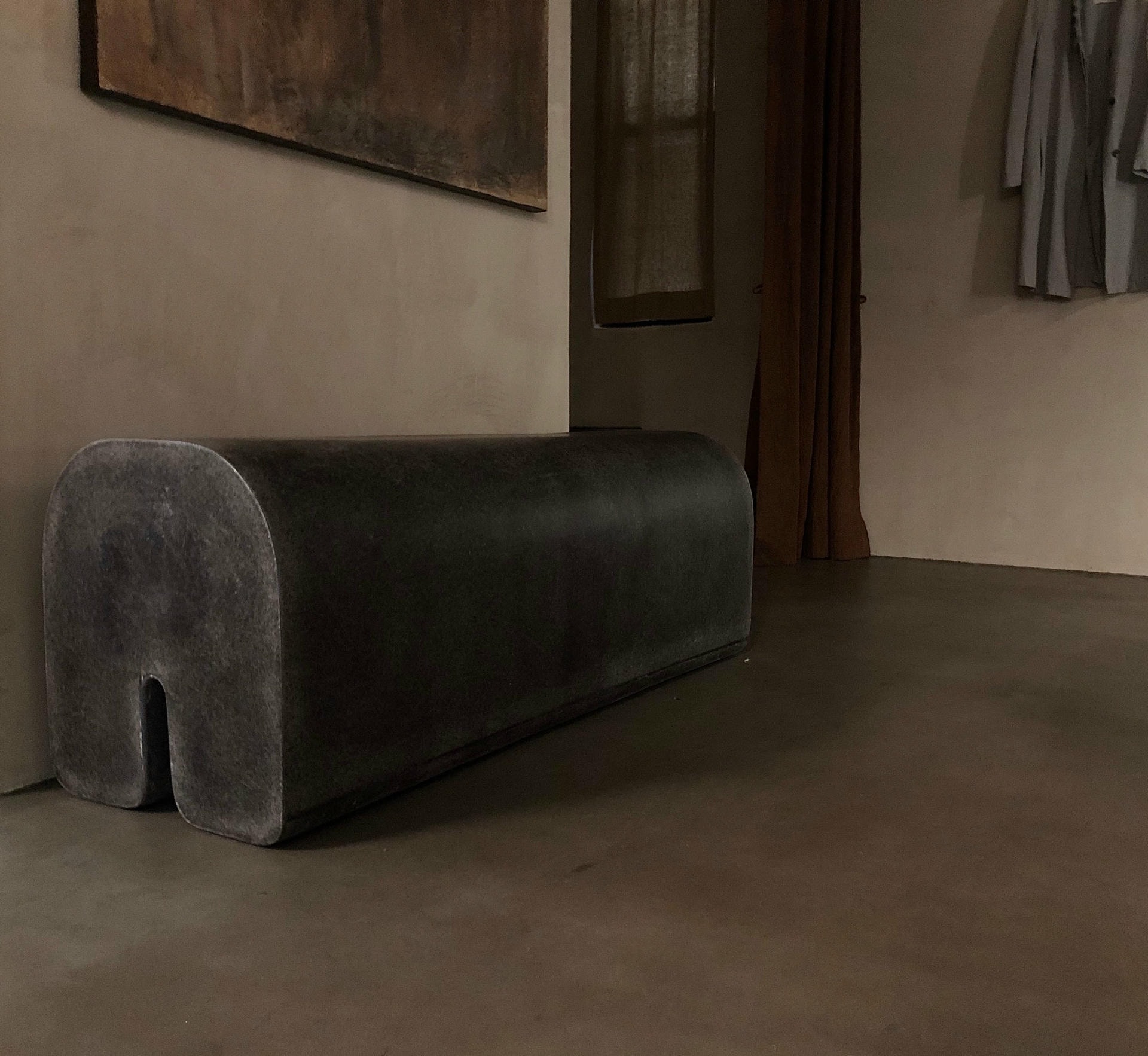 Contemporary Hand sculpted Organic Black Fiberglass Arch Bench by kar 5