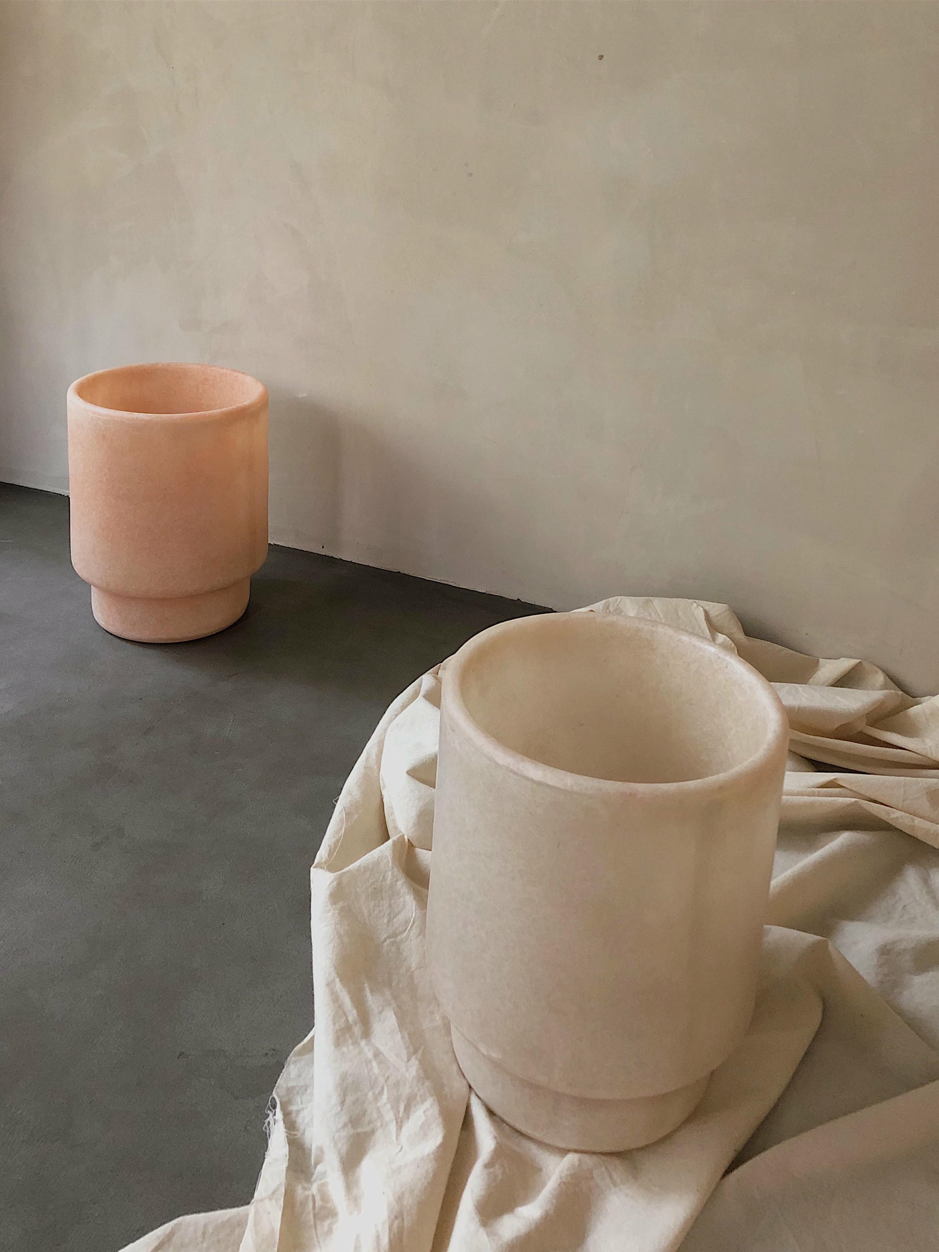 Minimalist Organic Form Natural Beige Fiberglass Vase by kar 11
