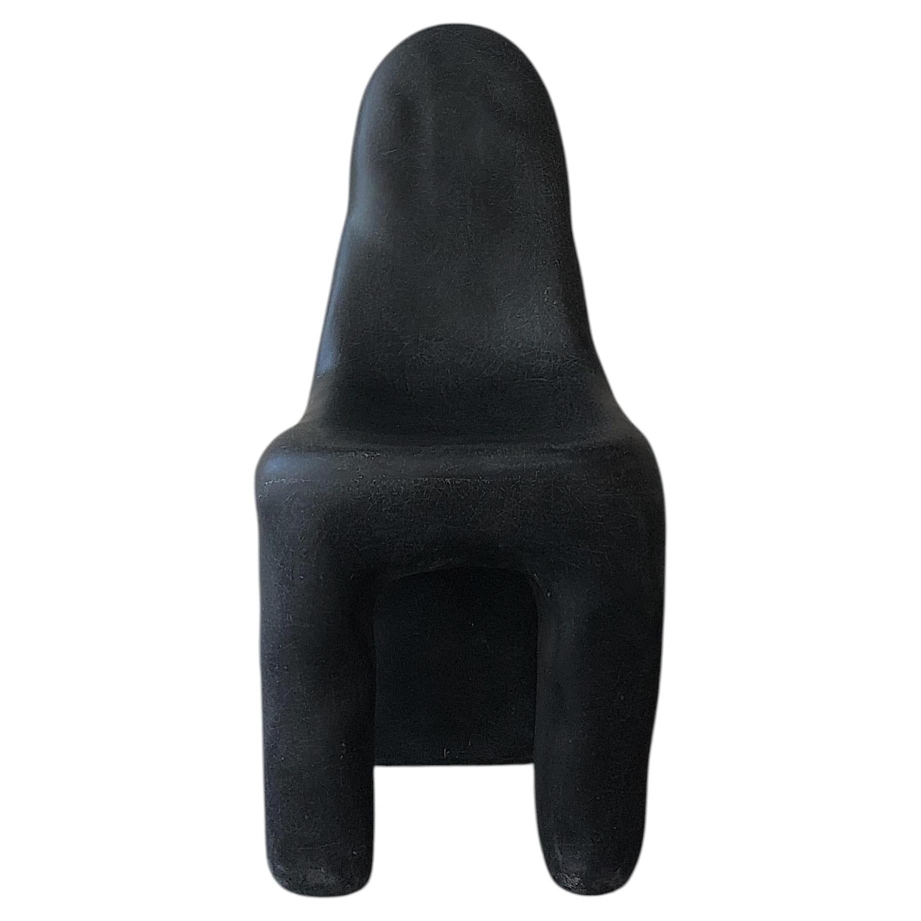 Organic Form Plain Black Fiberglass Dining Chair by kar 1