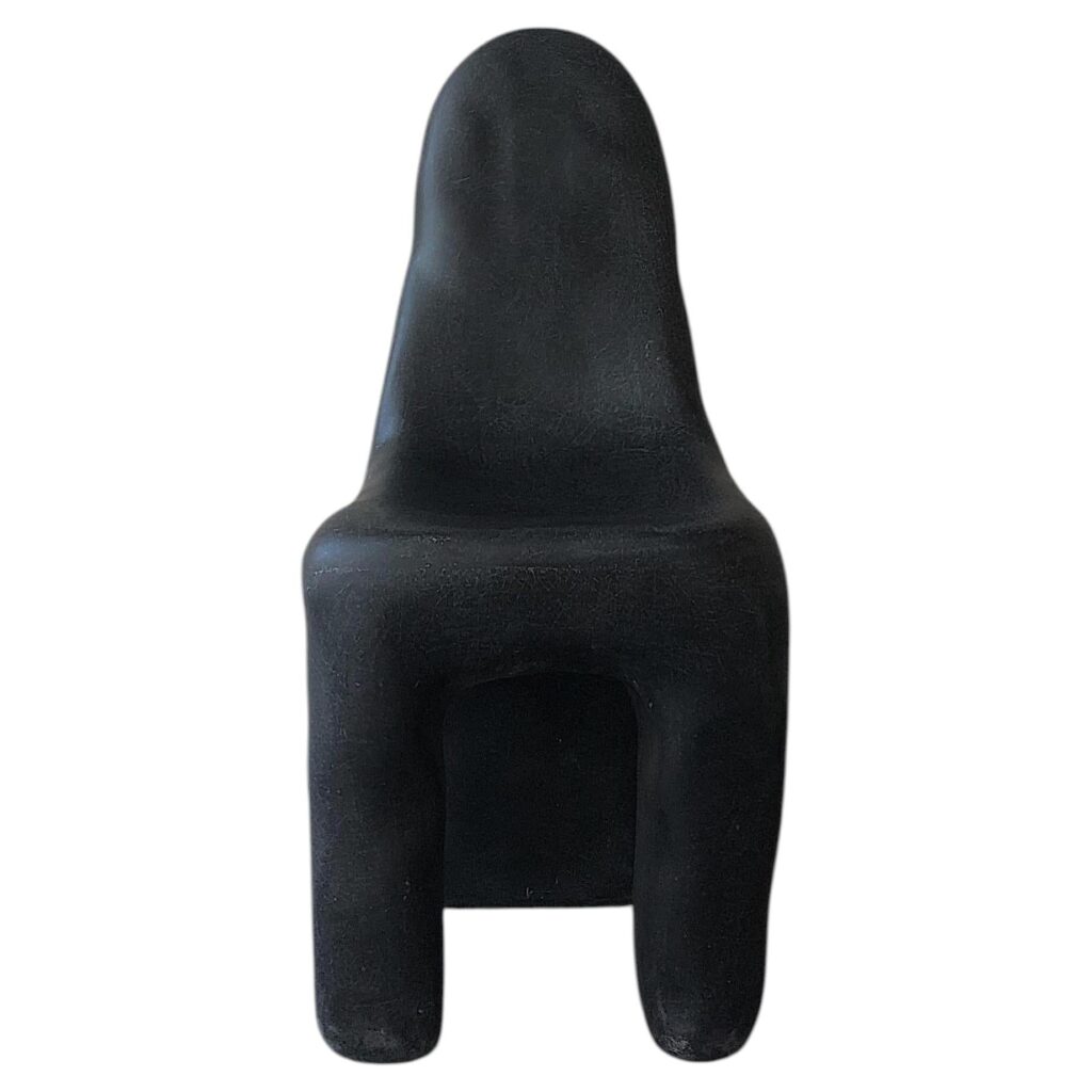 Organic Form Plain Black Fiberglass Dining Chair by kar 1