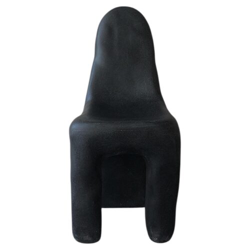 Organic Form Plain Black Fiberglass Dining Chair by kar 1