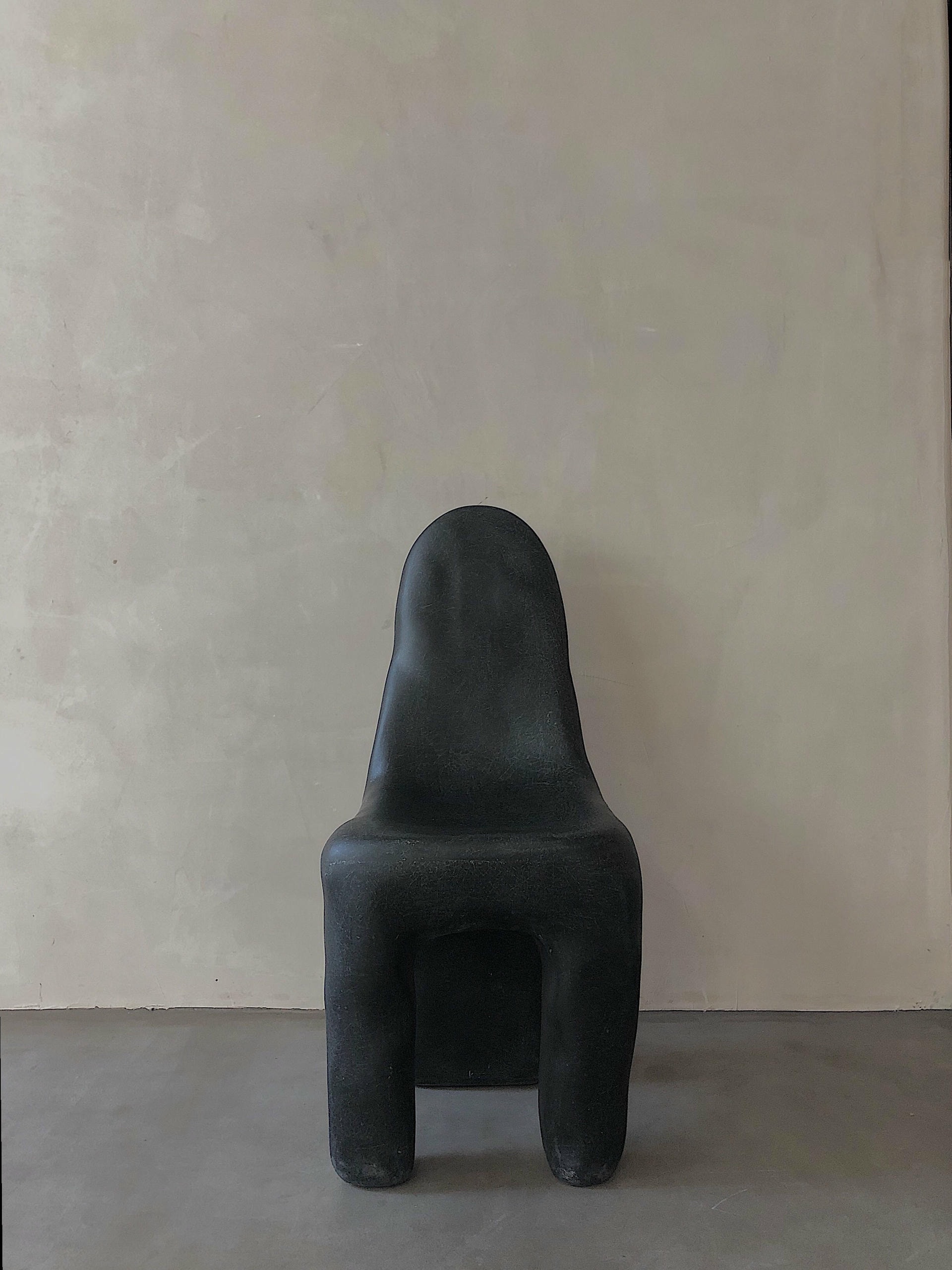 Organic Form Plain Black Fiberglass Dining Chair by kar 2