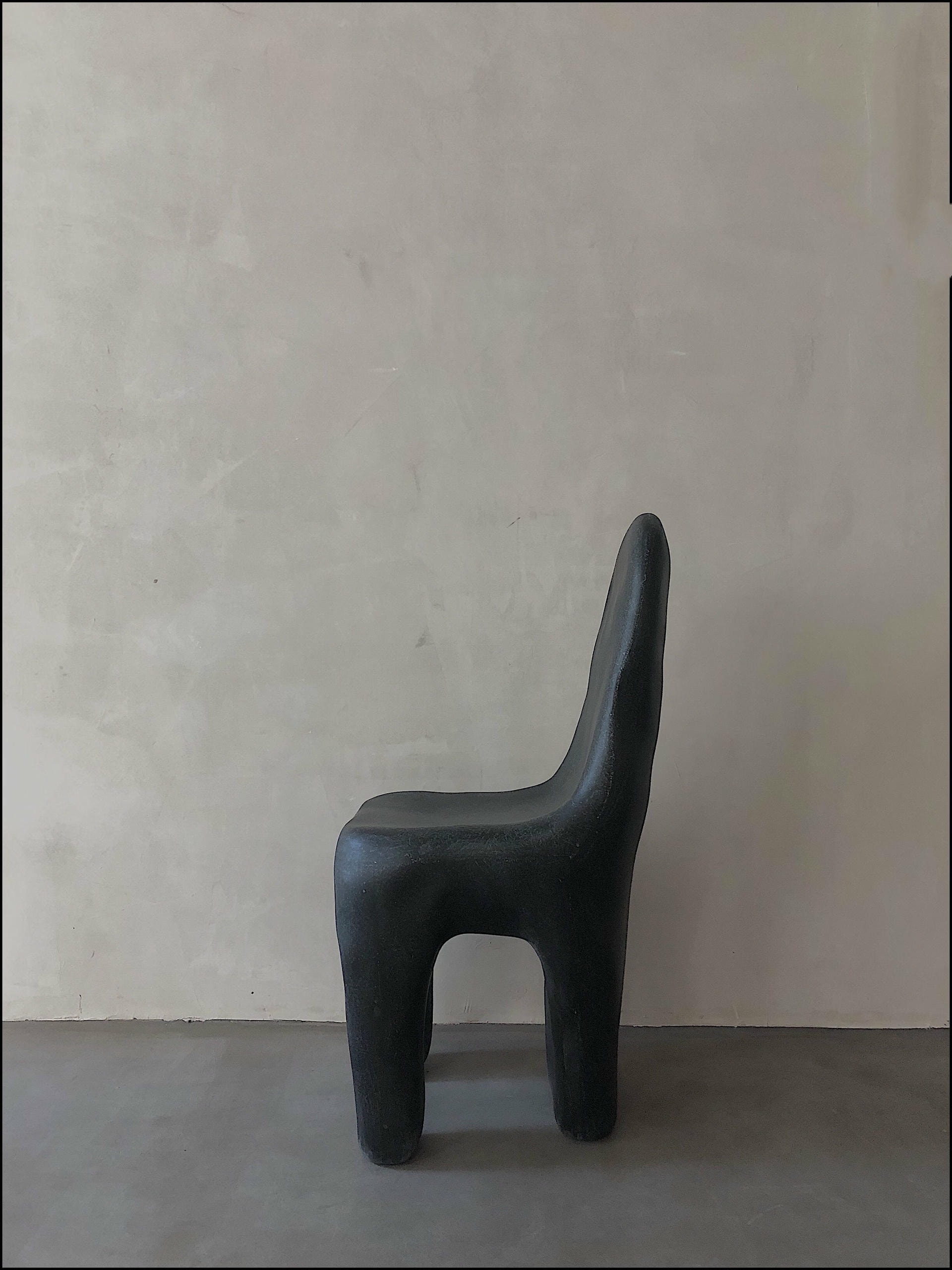 Organic Form Plain Black Fiberglass Dining Chair by kar 4