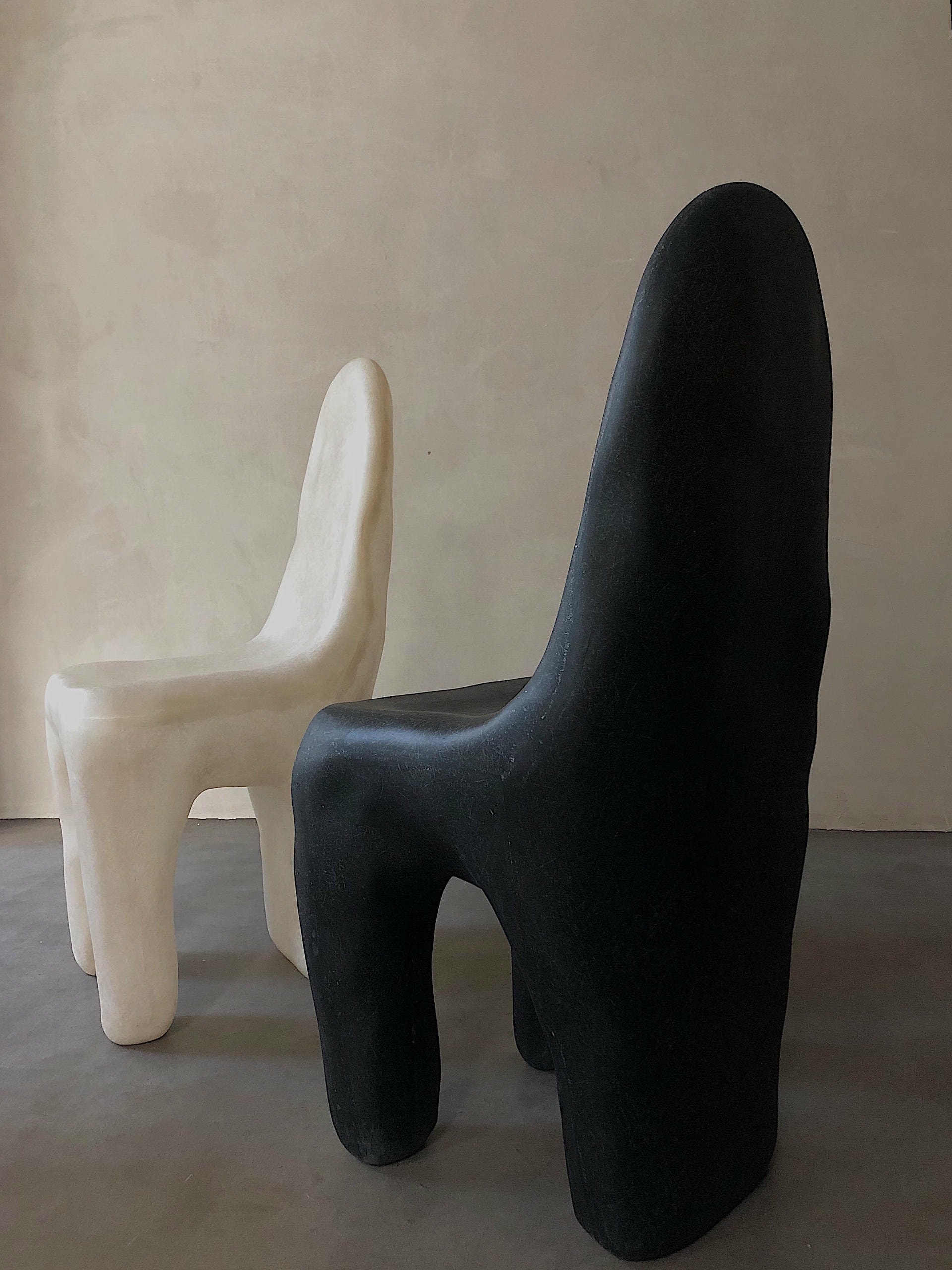 Organic Form Plain Black Fiberglass Dining Chair by kar 8
