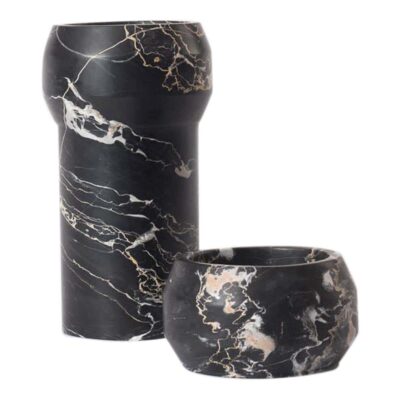 Portoro Octans candleholder Duo by Dan Yeffet