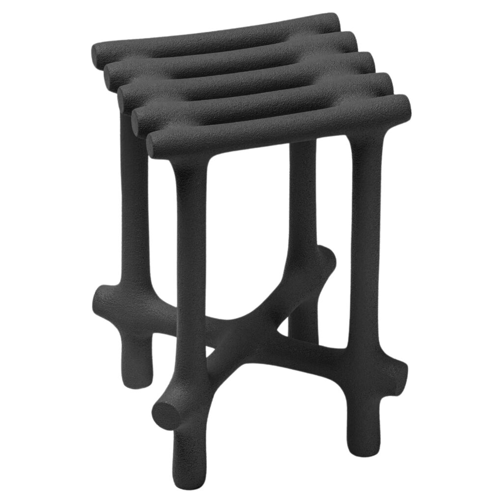 Basic Sculptural Sand and Nylon Stool by Hot Wire Extensions 1