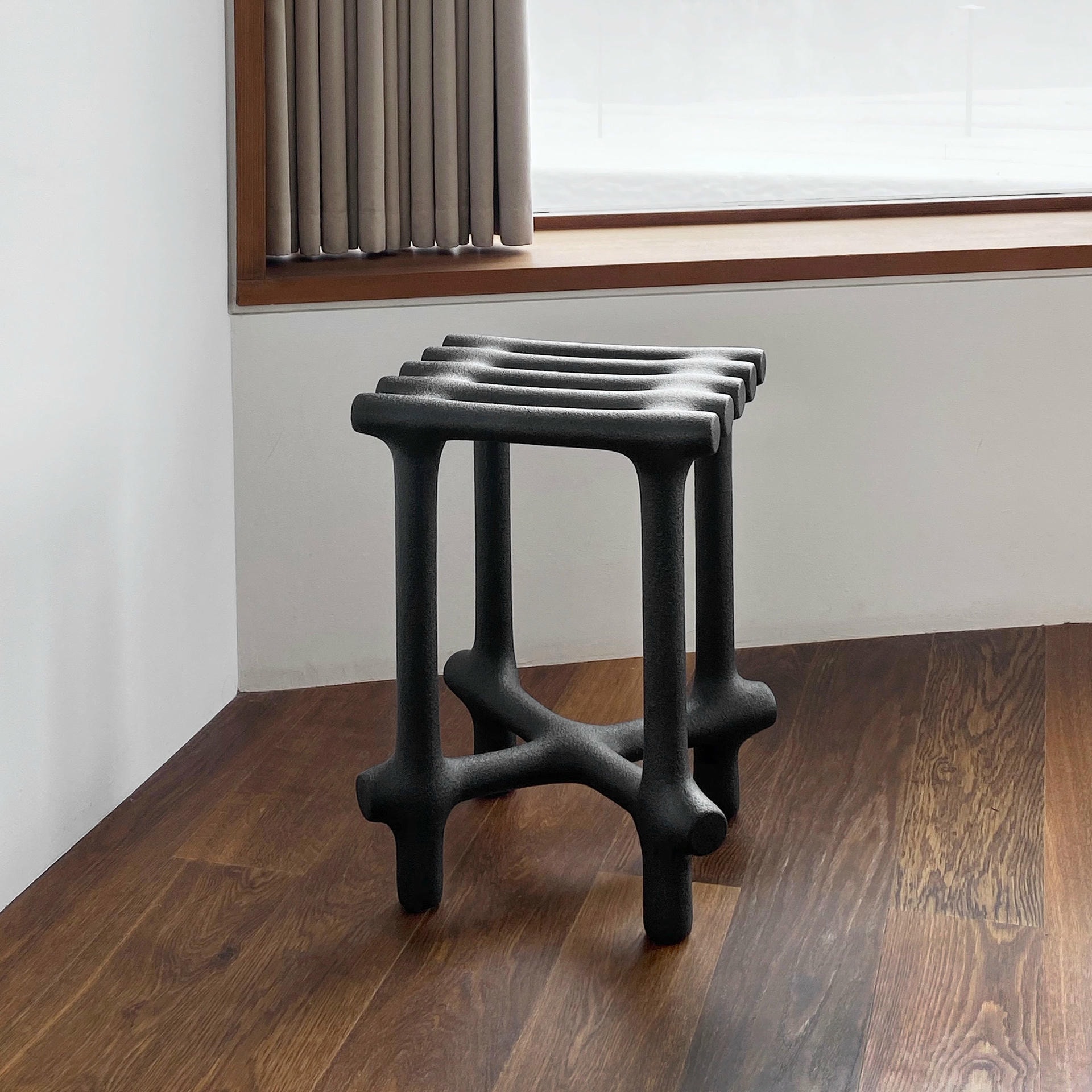 Basic Sculptural Sand and Nylon Stool by Hot Wire Extensions 7