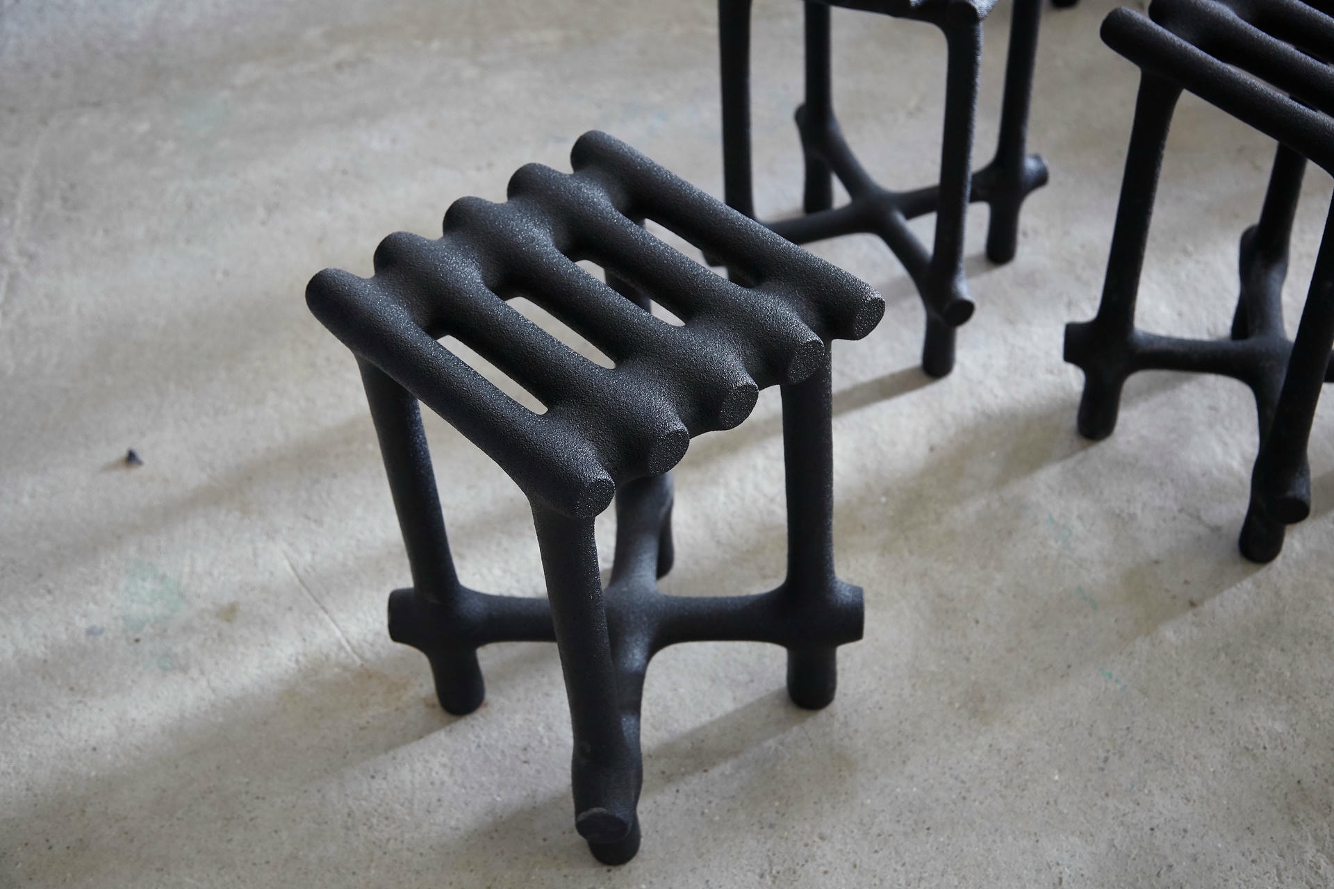 Basic Sculptural Sand and Nylon Stool by Hot Wire Extensions 8