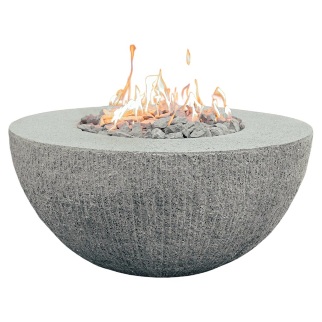 Half Ball Shape White Stone and Steel Fire Bowl by Andres Monnier 1